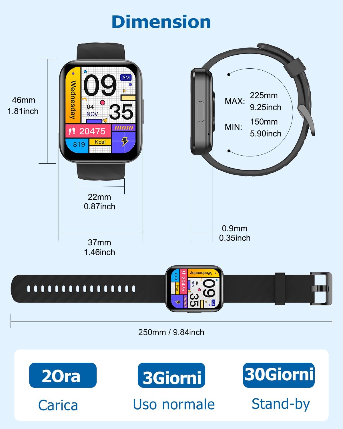 Thumbnail 6 de RUIMEN Smartwatch Nero da polso