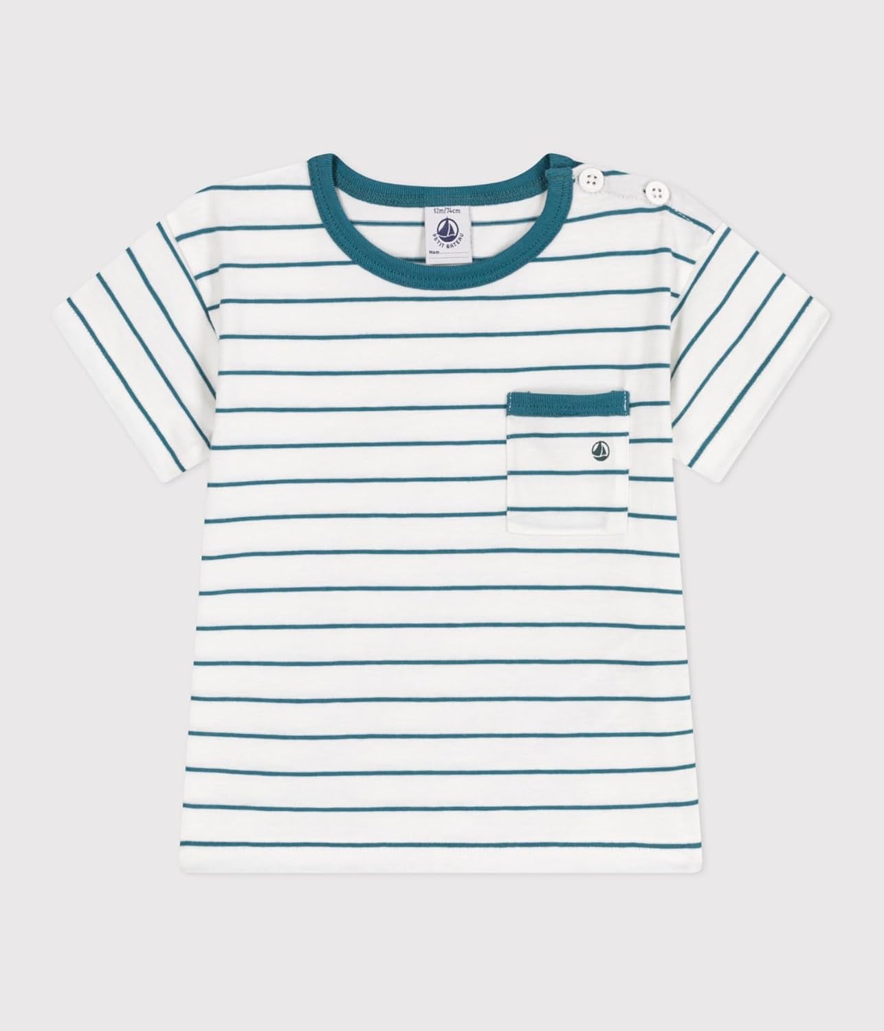 Thumbnail 2 de Petit Bateau t-shirt bébé garçon en coton à manches courtes rayé