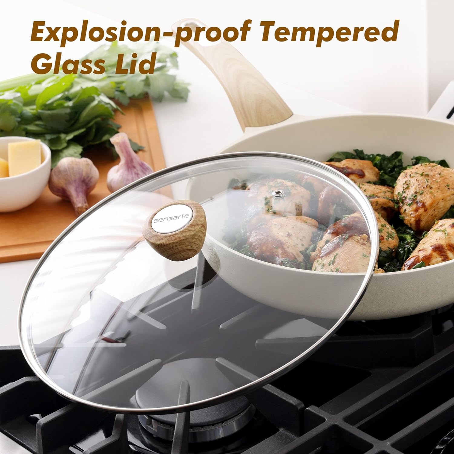 Thumbnail 3 de SENSARTE Ceramic Nonstick Frying Pan Skillet with Lid, 9.5-inch