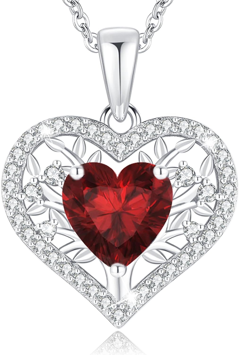 Thumbnail 6 de LAVUMO Lebensbaum Herz Kette aus 925 Sterlingsilber mit Geburtsstein-Anhänger