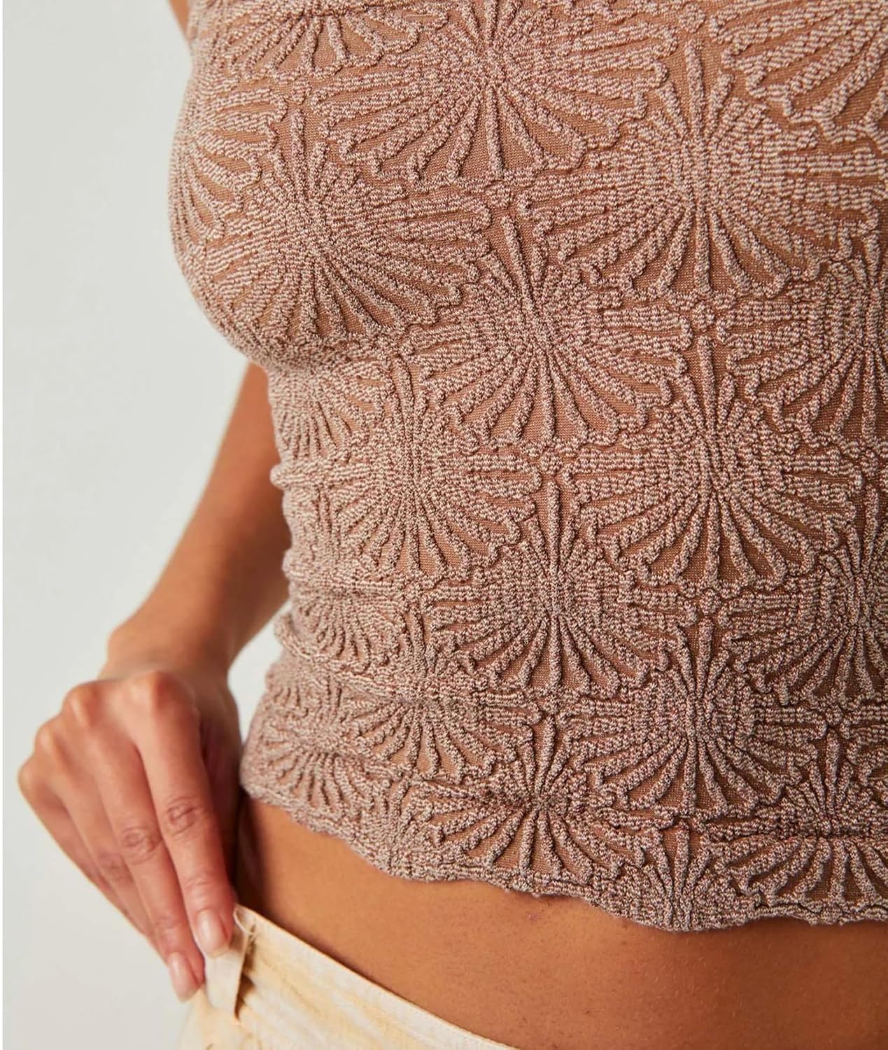 Thumbnail 4 de Women's Square Neck Wide Strap Crop Tank Tops with Flower Embroidery