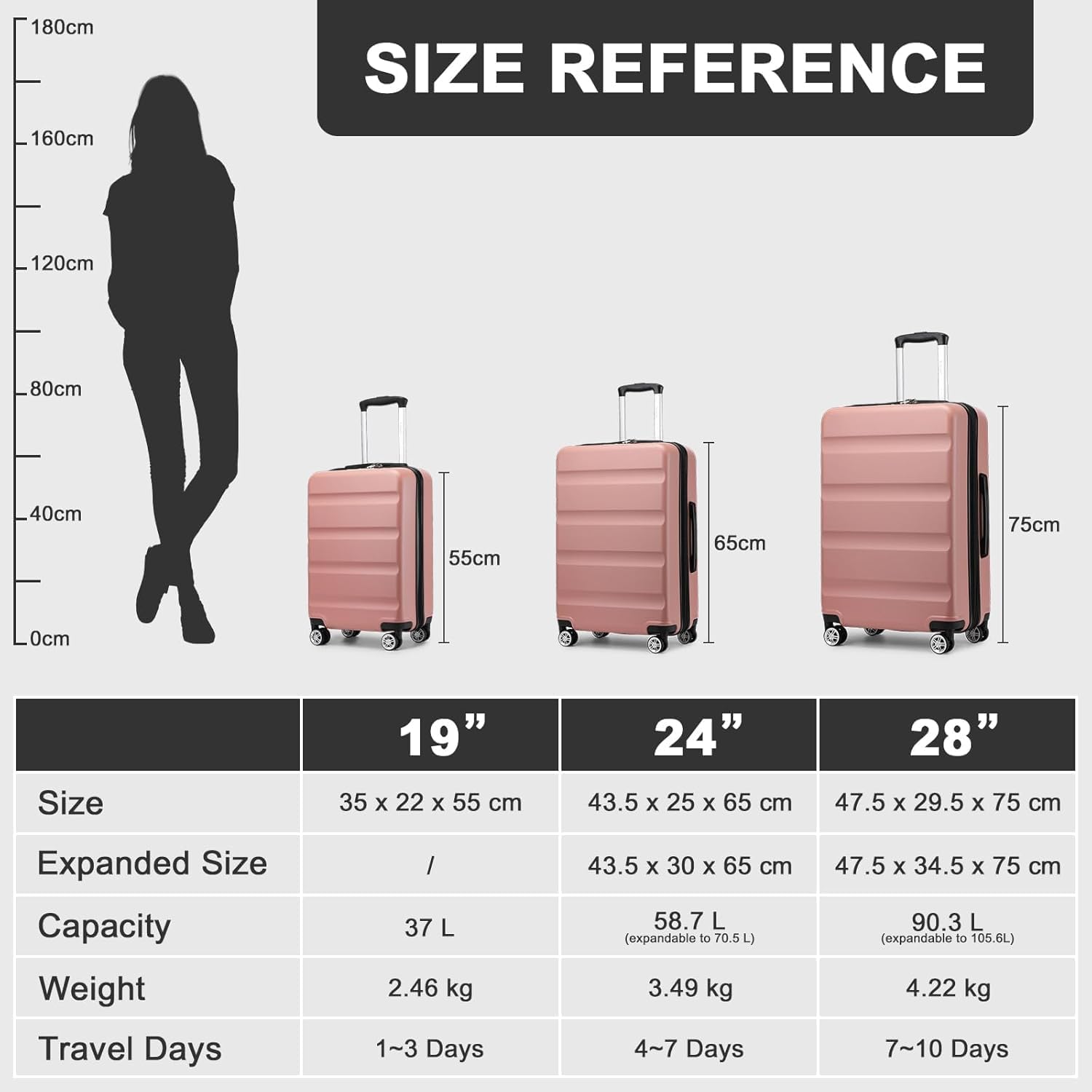 Thumbnail 1 de Kono 28 Inch Large Suitcase – Expandable Hard Shell Luggage in Nude