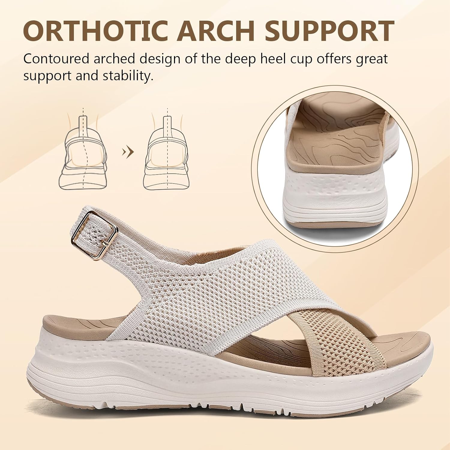 Detalle de Hanani Women's Orthopedic Sandals with Adjustable Straps and Arch Support