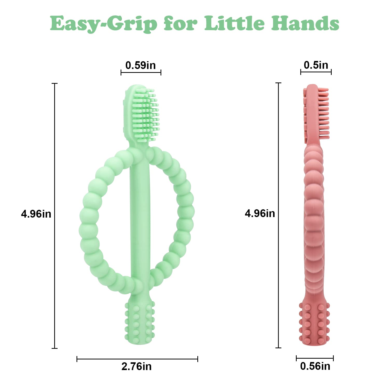 Thumbnail 4 de Baby Teething Toys with Easy-Hold Handle, Silicone Infant Toothbrush (0–12 Months) — Bright Green & Caramel