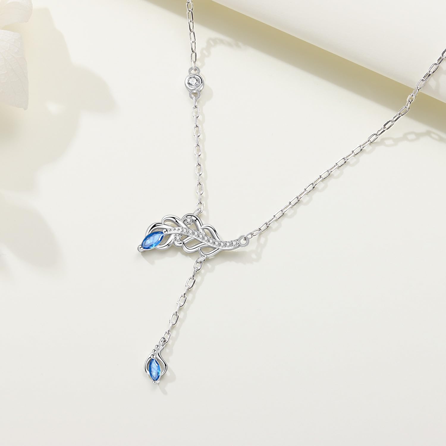 Detalle de CYMYSS Silberkette mit Anhänger – 925er Sterling Silber, verstellbare Länge 40–45 cm