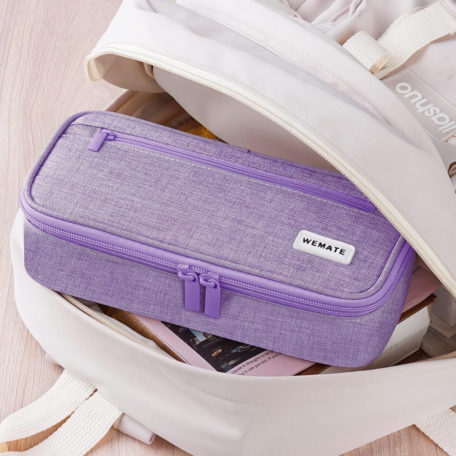Thumbnail 6 de WEMATE Federmäppchen mit 5 Fächern (ca. 9 × 4,3 × 2,4 in) – großer Pencil-Case mit Reißverschluss