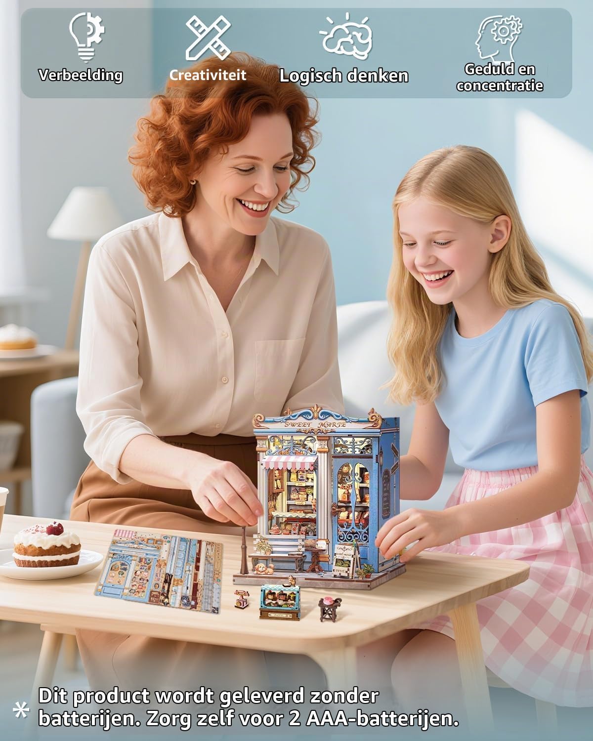Detalle de Endless Limit Sweet Marie book nook bouwpakket van hout met Franse patisseriesfeer