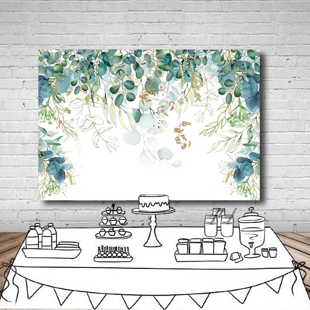 Thumbnail 4 de MEHOFOND 7x5ft Green and Gold Leaves Backdrop