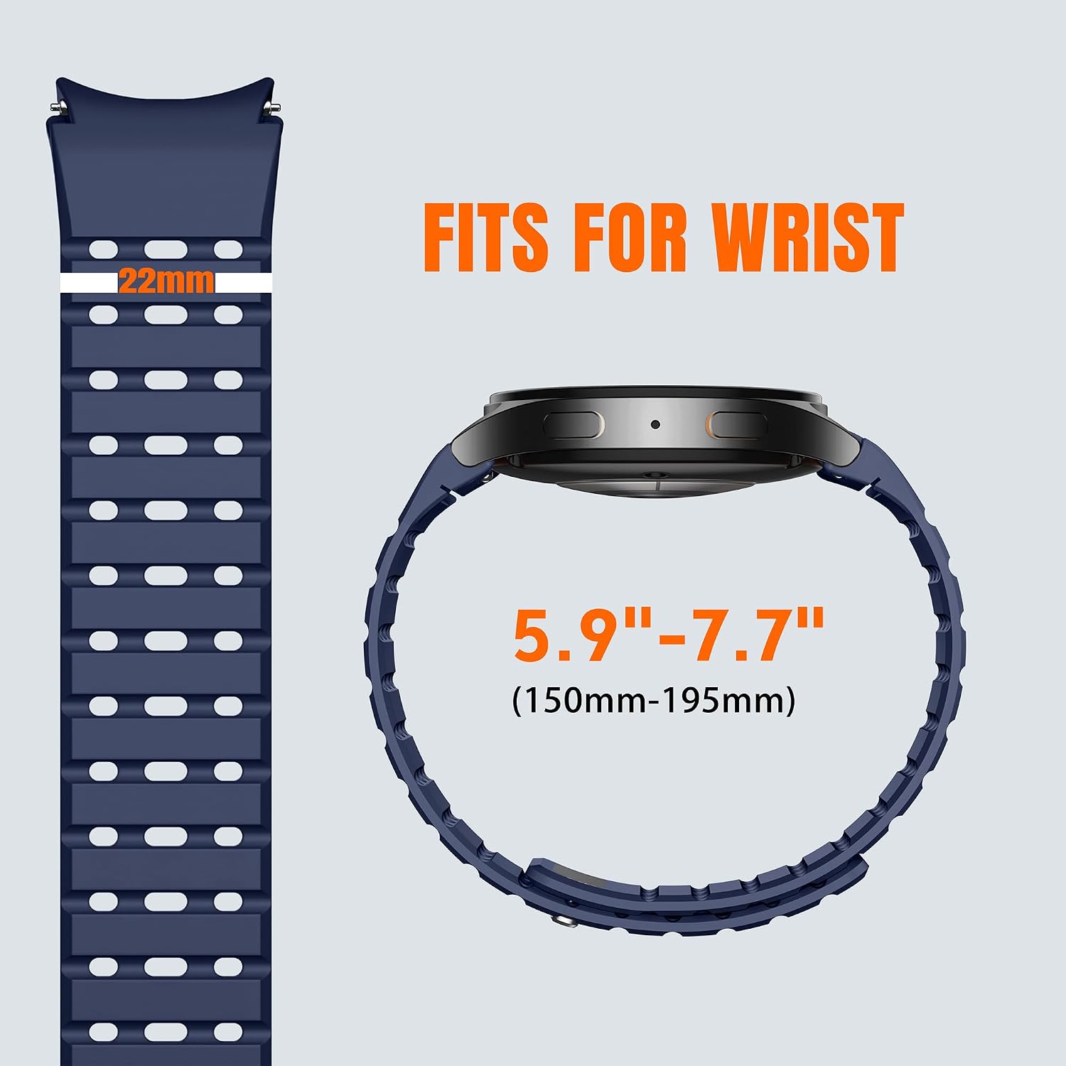 Detalle 2 de Bandletic Magnetic Strap for Samsung Galaxy Watch 7/6/5/4 (44mm/40mm/Classic sizes) – Soft thin silicone replacement