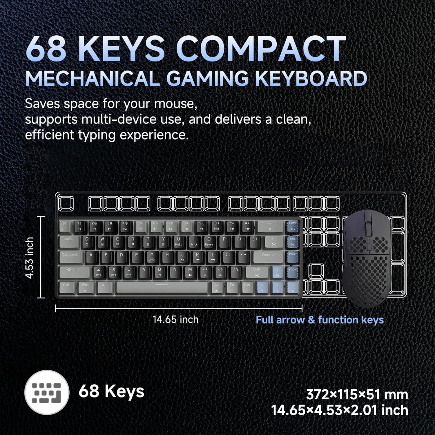 Detalle de Dierya DK68 tastiera gaming 60% wireless