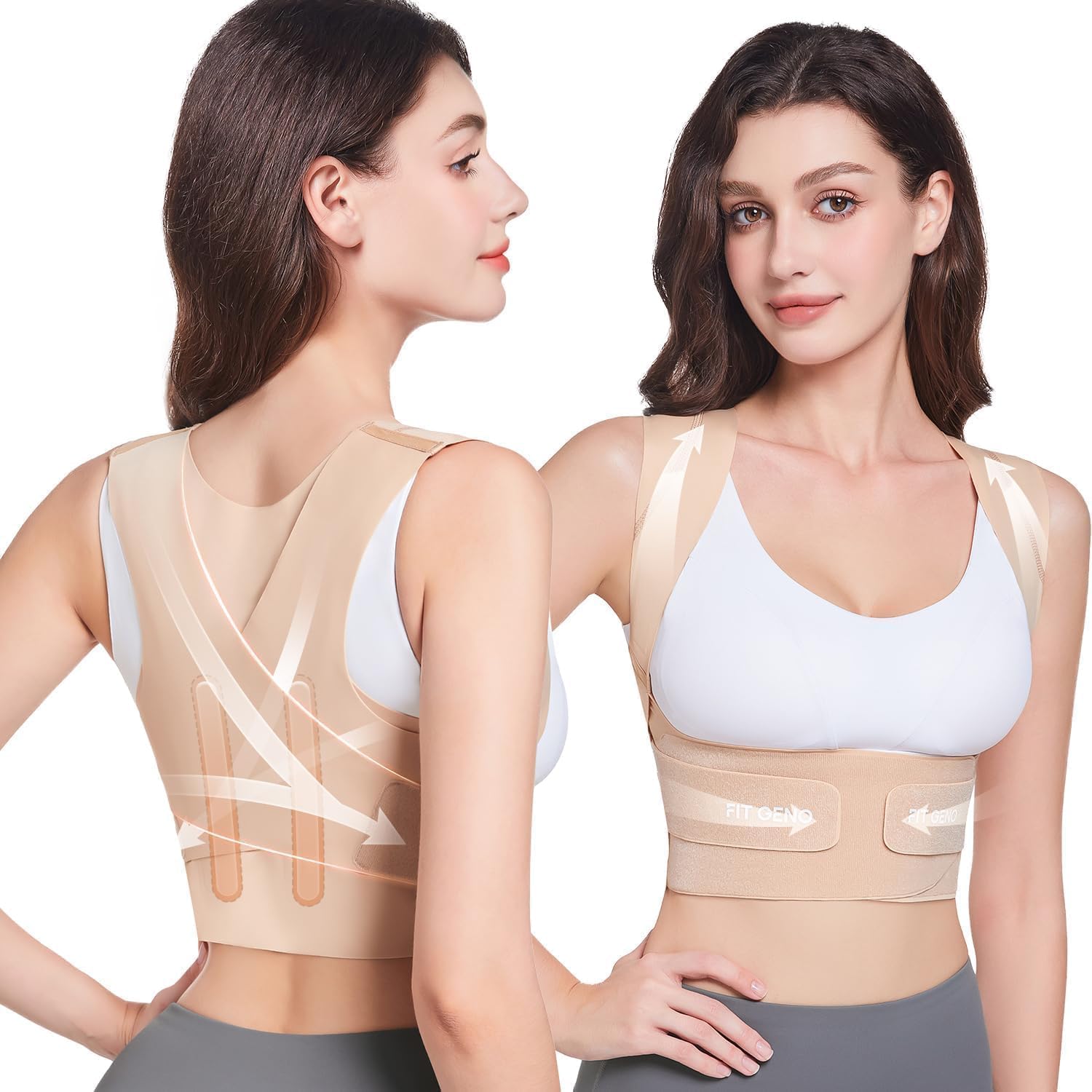 Detalle de Fit Geno Invisilite Posture Corrector, Lightweight Adjustable Back Brace, Large