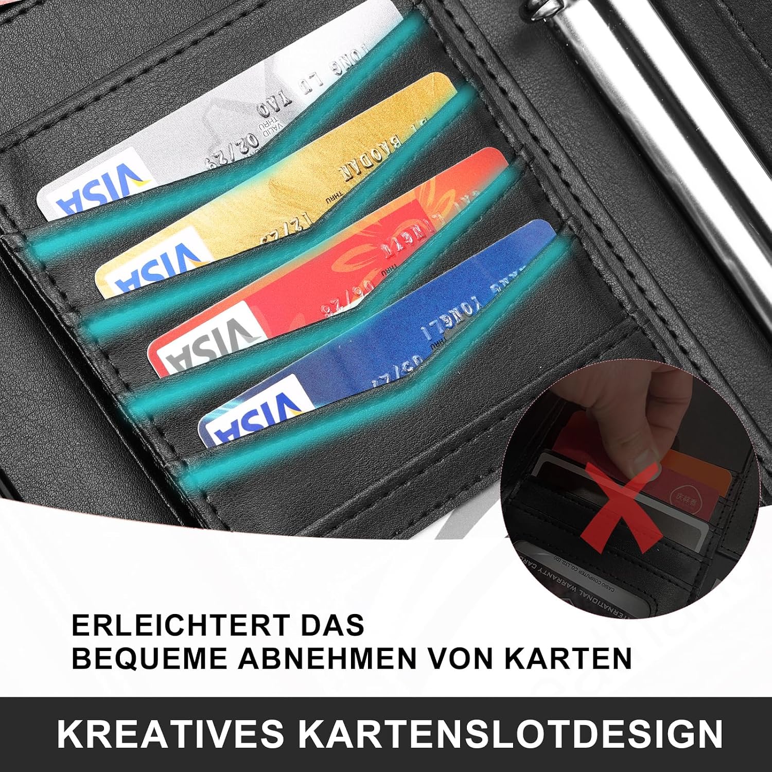 Detalle de Leathario Schreibmappe A4 mit 5er Register – Konferenzmappe mit 4 Ringbuch und Klemmbrett