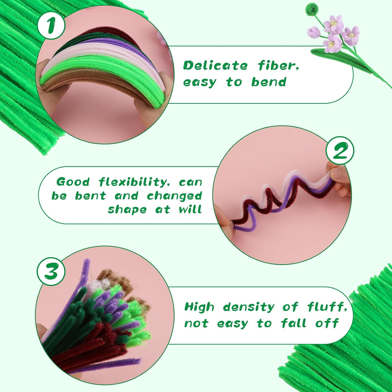 Thumbnail 2 de ZXIIXZ 100Pcs Pipe Cleaners – Creative DIY Craft Stems for Flowers, Animals, and Home Décor