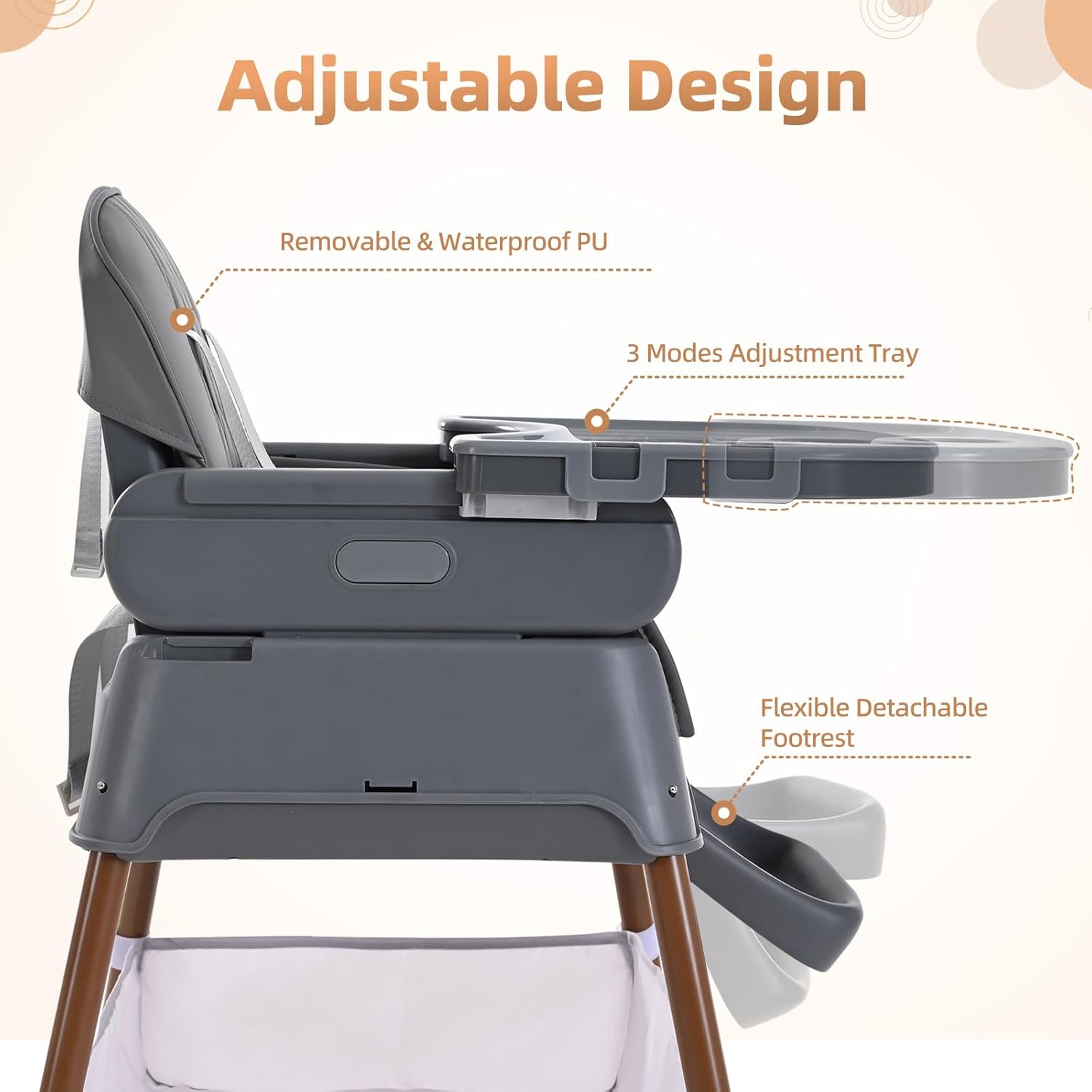 Thumbnail 4 de Cozydwells 3-in-1 High Chair for Babies & Toddlers (6 months to 3 years) in Dark Grey