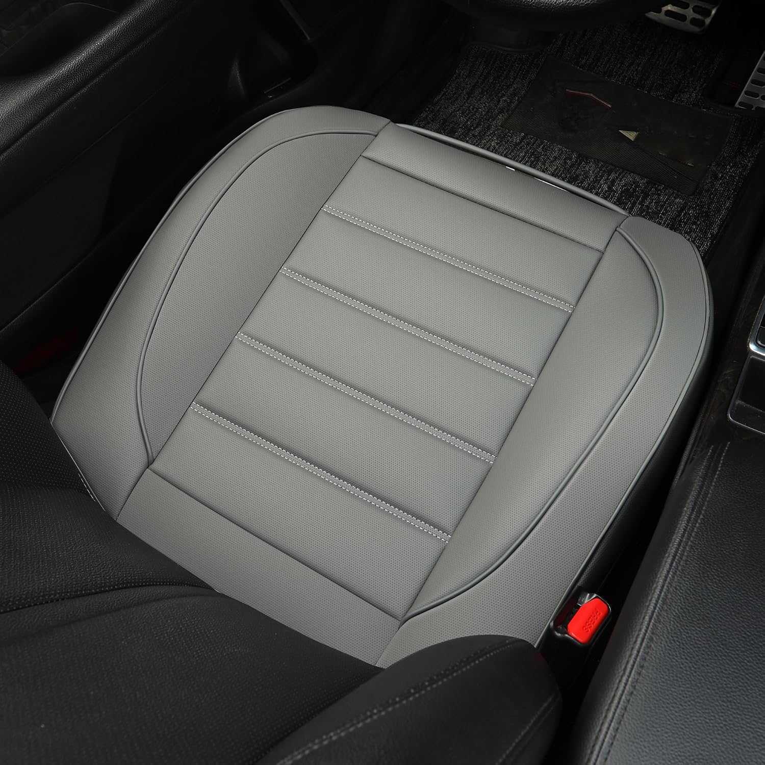 Thumbnail 6 de Vankerful 2 Pack Leather Front Car Seat Covers (Grey) – bottom seat cushion protectors with anti-slip edge