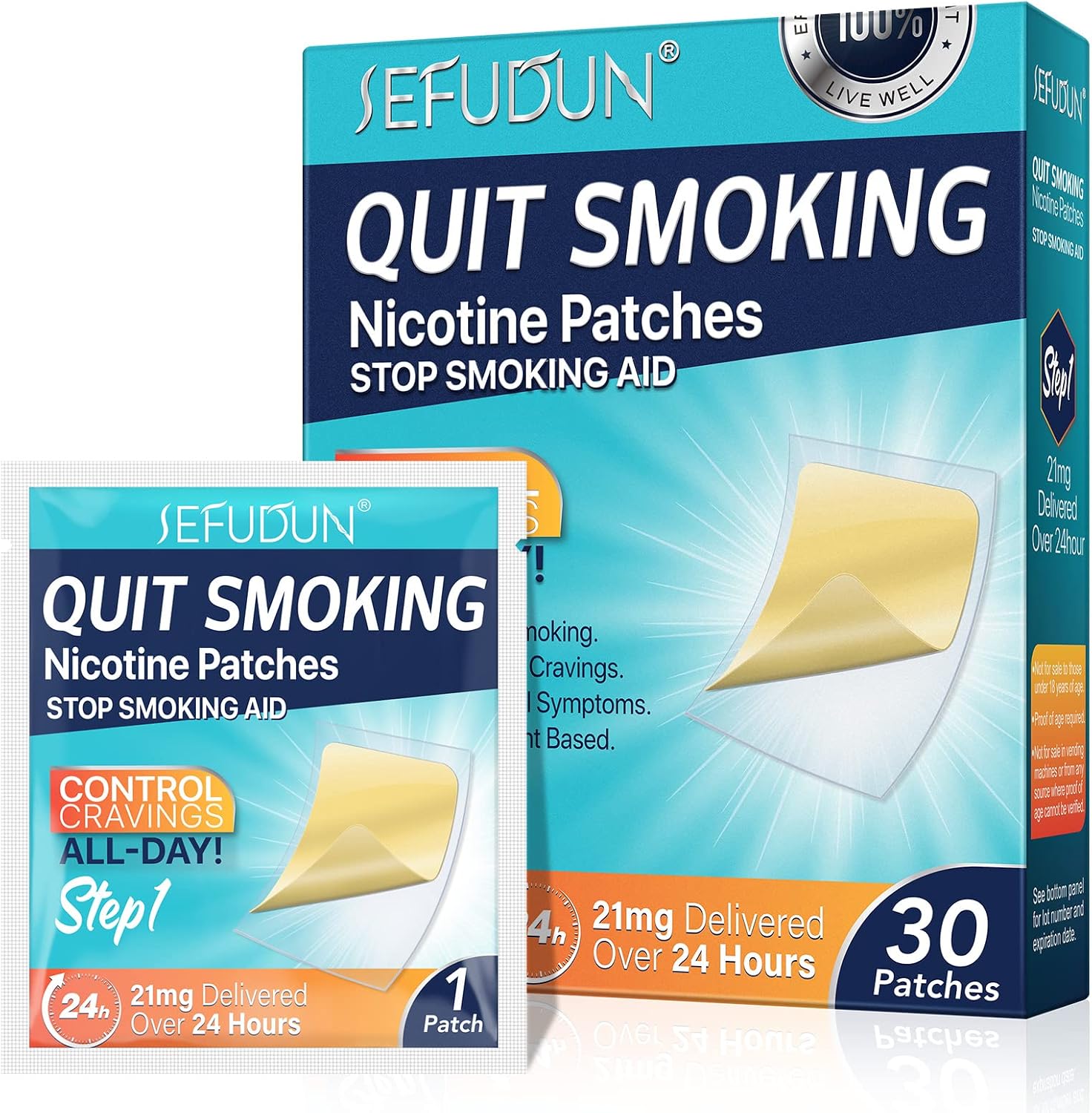 Detalle de NenMaoKeNu Step 1 Quit Smoking Patches, 21 mg, 30 Count