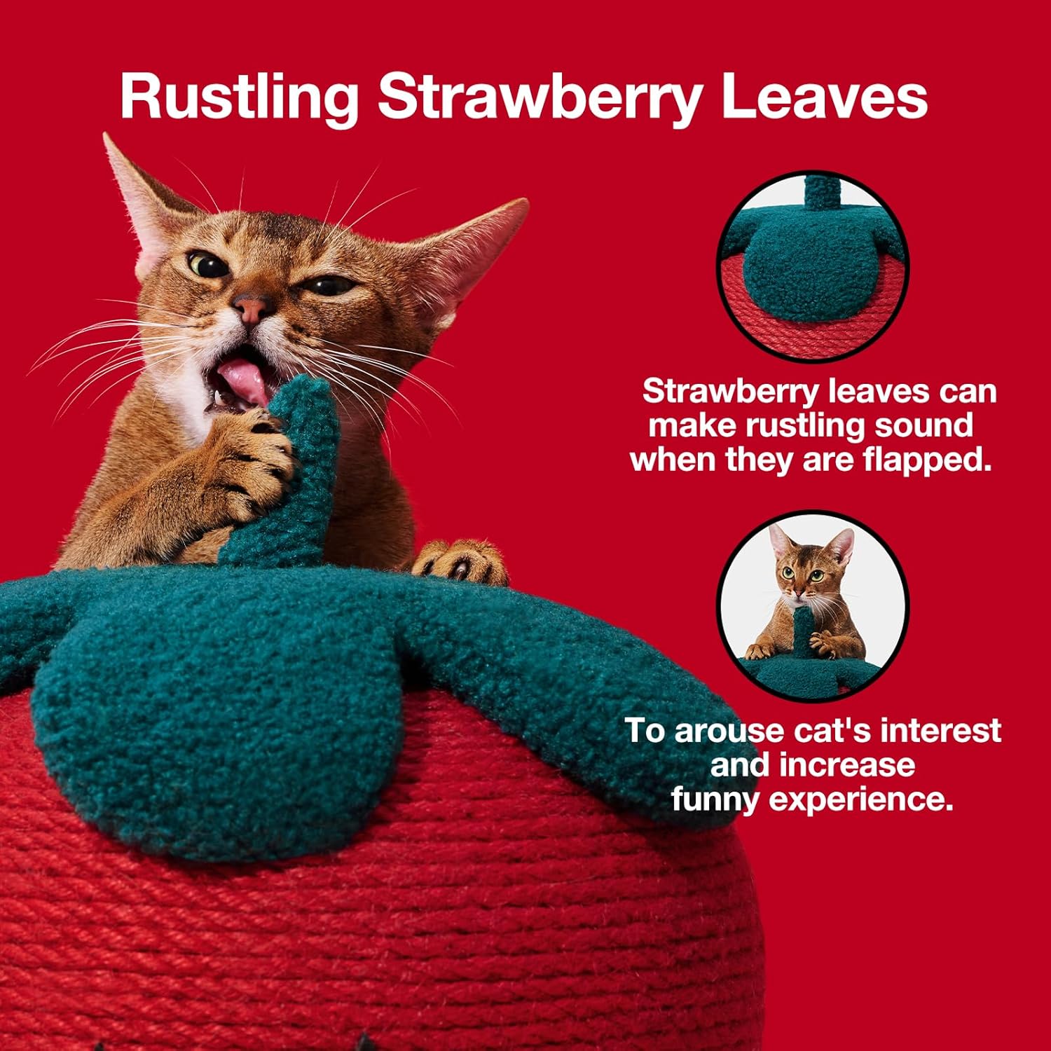Detalle de VETRESKA Strawberry Cat Scratching Post – Vertical Sisal Rope Scratch Post for Indoor Cats