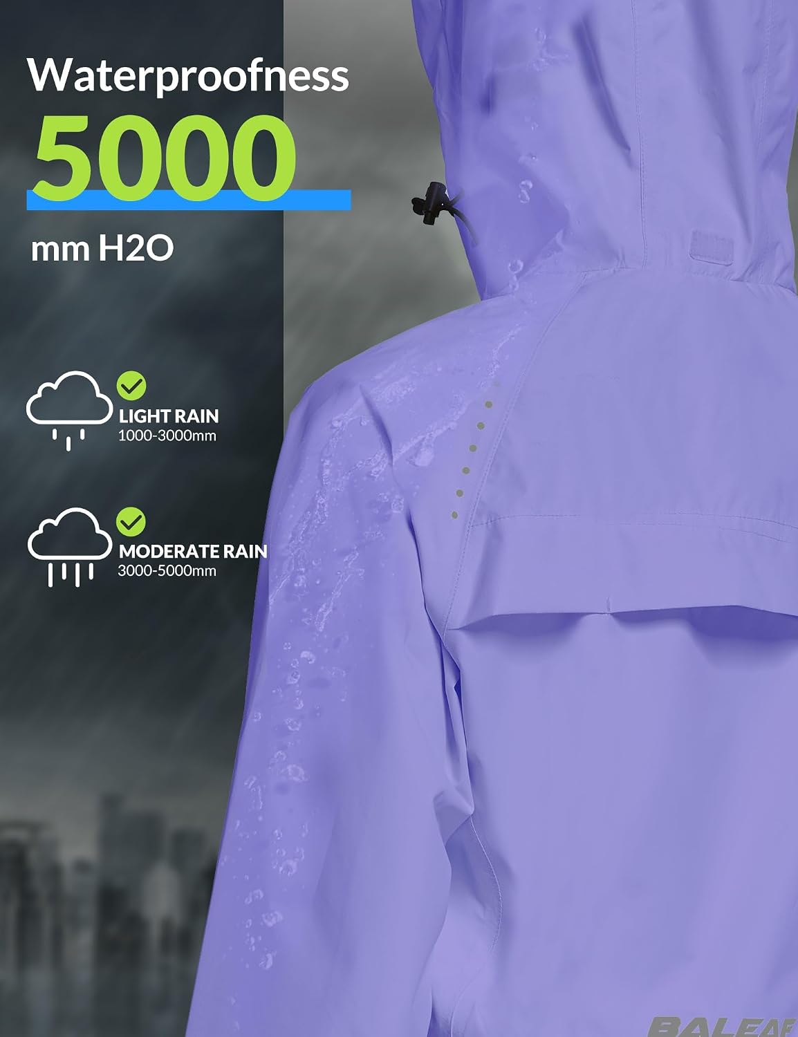 Thumbnail 2 de baleaf Damen Fahrradjacke Regenjacke wasserdicht & atmungsaktiv – leichte Outdoor-Windjacke für Sommer, Trekking & Sport