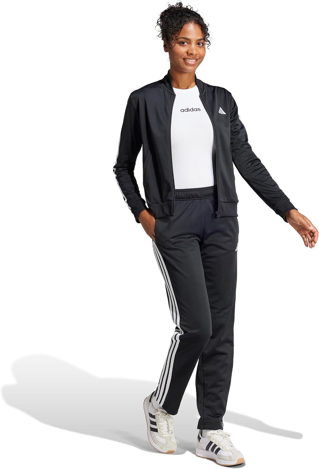 Thumbnail 5 de adidas Donna Essentials 3-Stripes Track Suit, Nero, M
