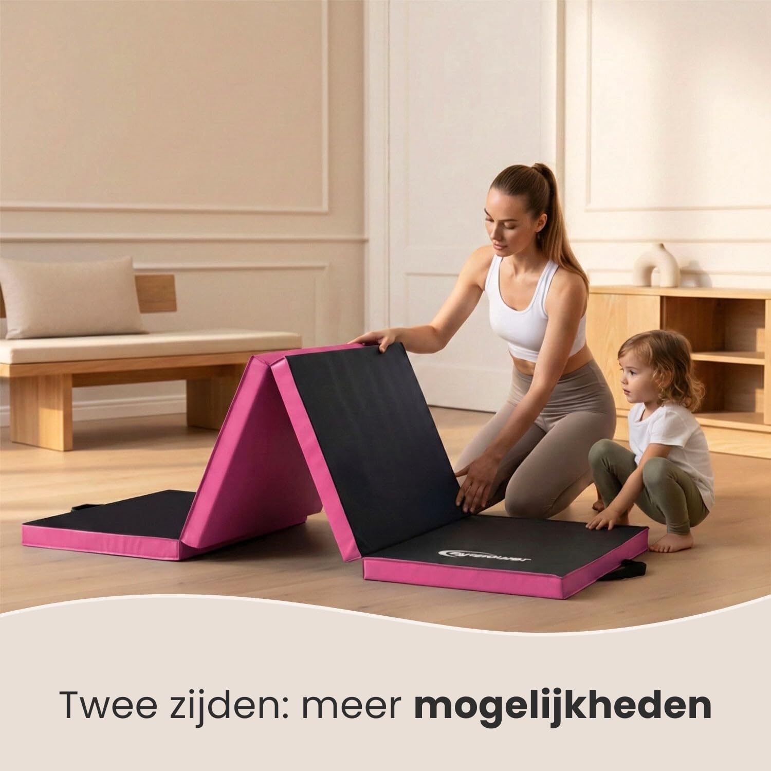 Detalle 1 de EYEPOWER 16482 opvouwbare turnmat, 180 x 60 x 5 cm, roze/zwart