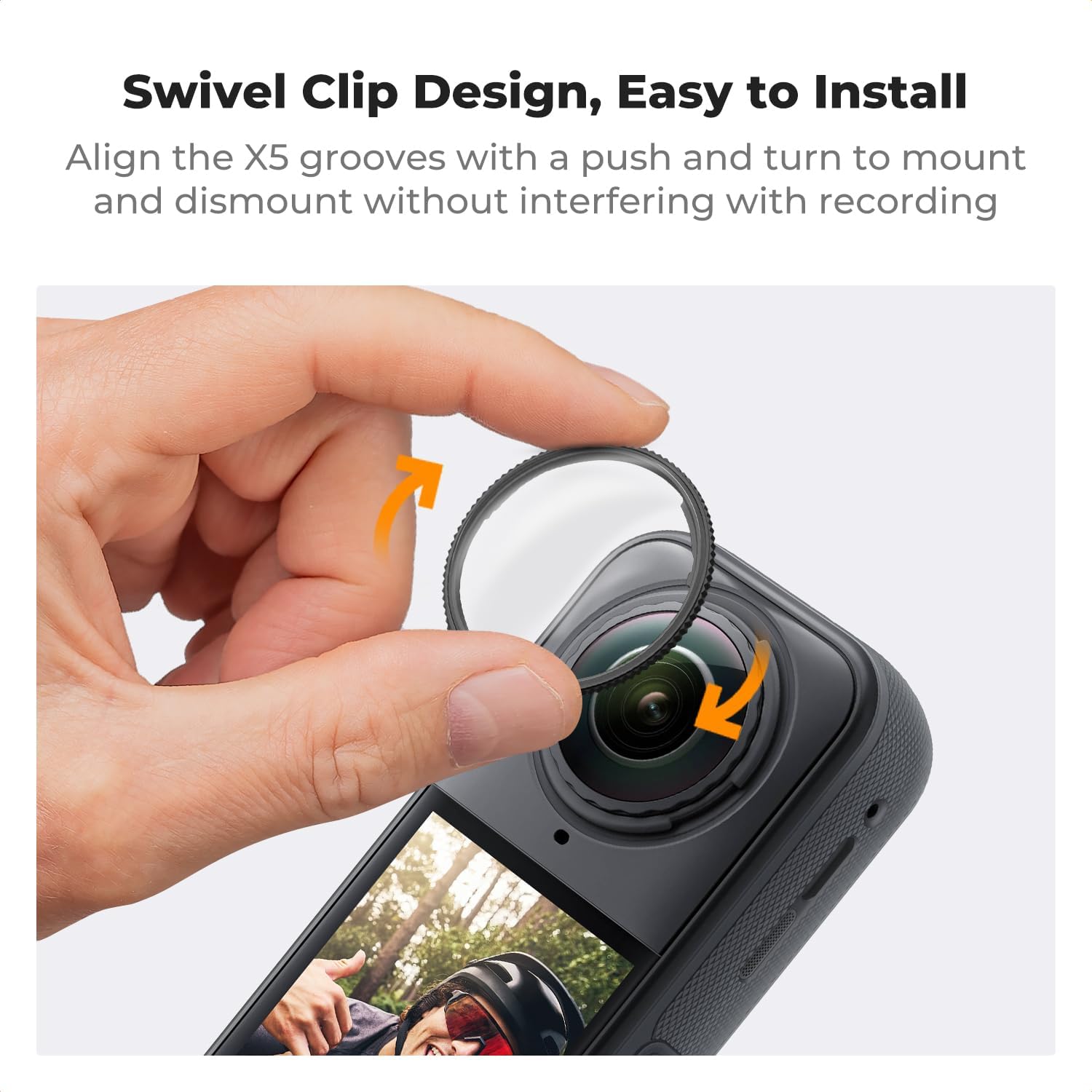 Thumbnail 2 de K&F Concept Premium Lens Guard for Insta360 X5 (2-Pack) – High-Transparency 9H Tempered Glass