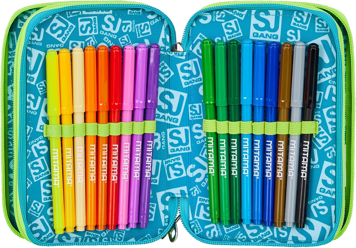 Thumbnail 3 de Trousse scolaire triple compartiment SJ GANG STYLE JAM GANG, 3 zips, bleu, avec stylets, crayons et accessoires