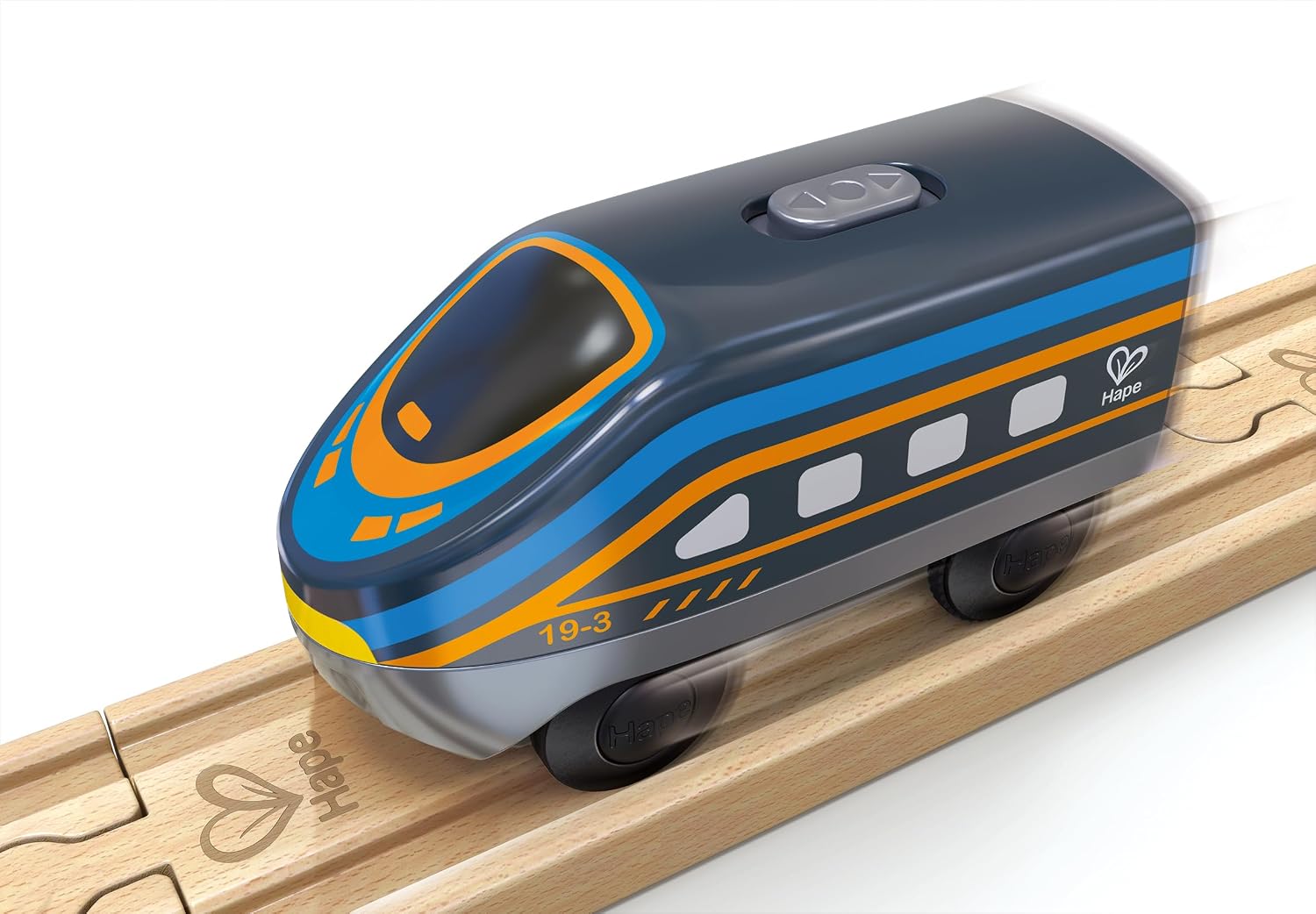 Detalle de Hape(ハペ)E3785 電池で走る特急電車 ブラック 木製・前後走行