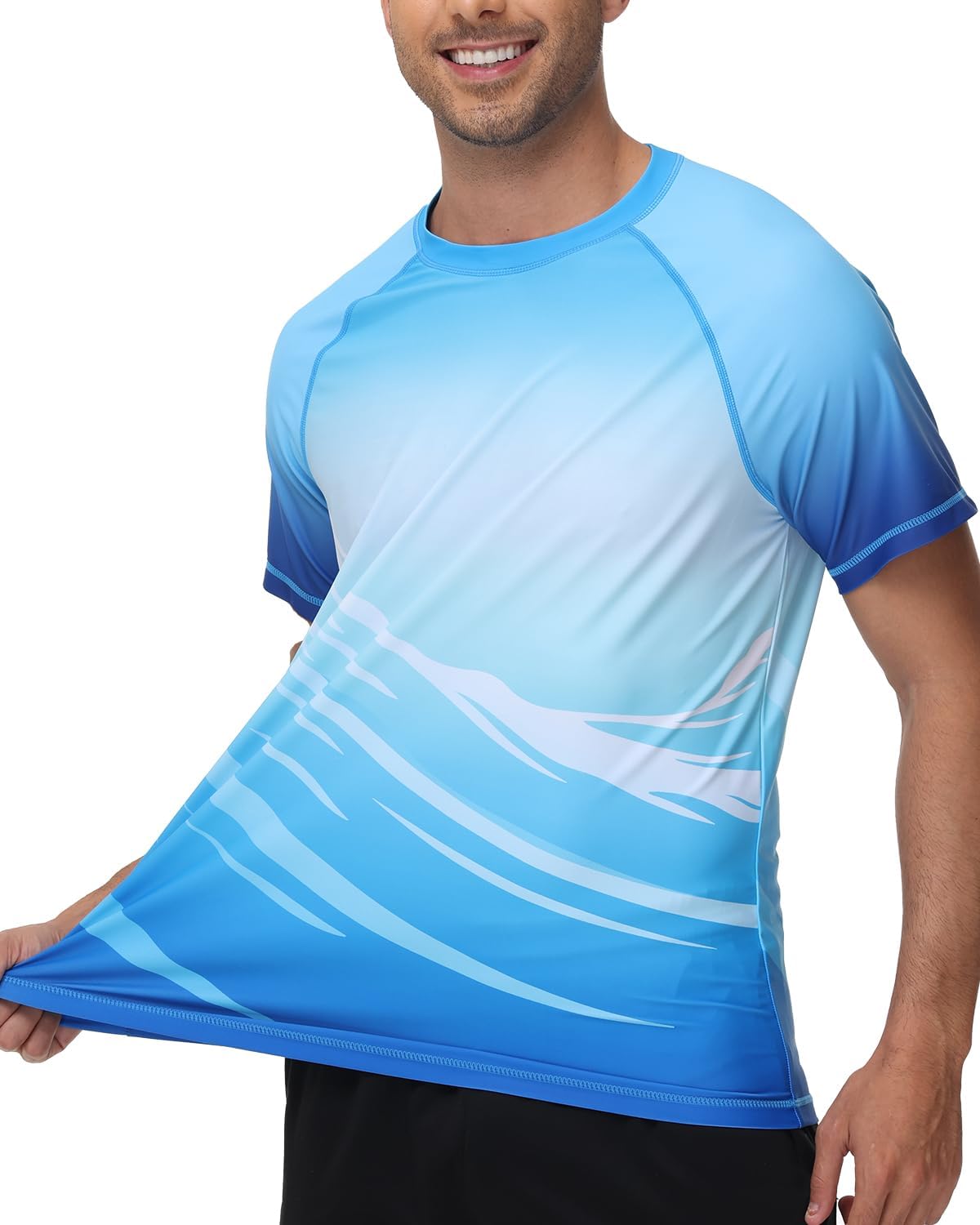 Detalle de VAYAGER Hauts de Bain anti-UV UPF 50+ pour homme à manches courtes – séchage rapide, coupe décontractée