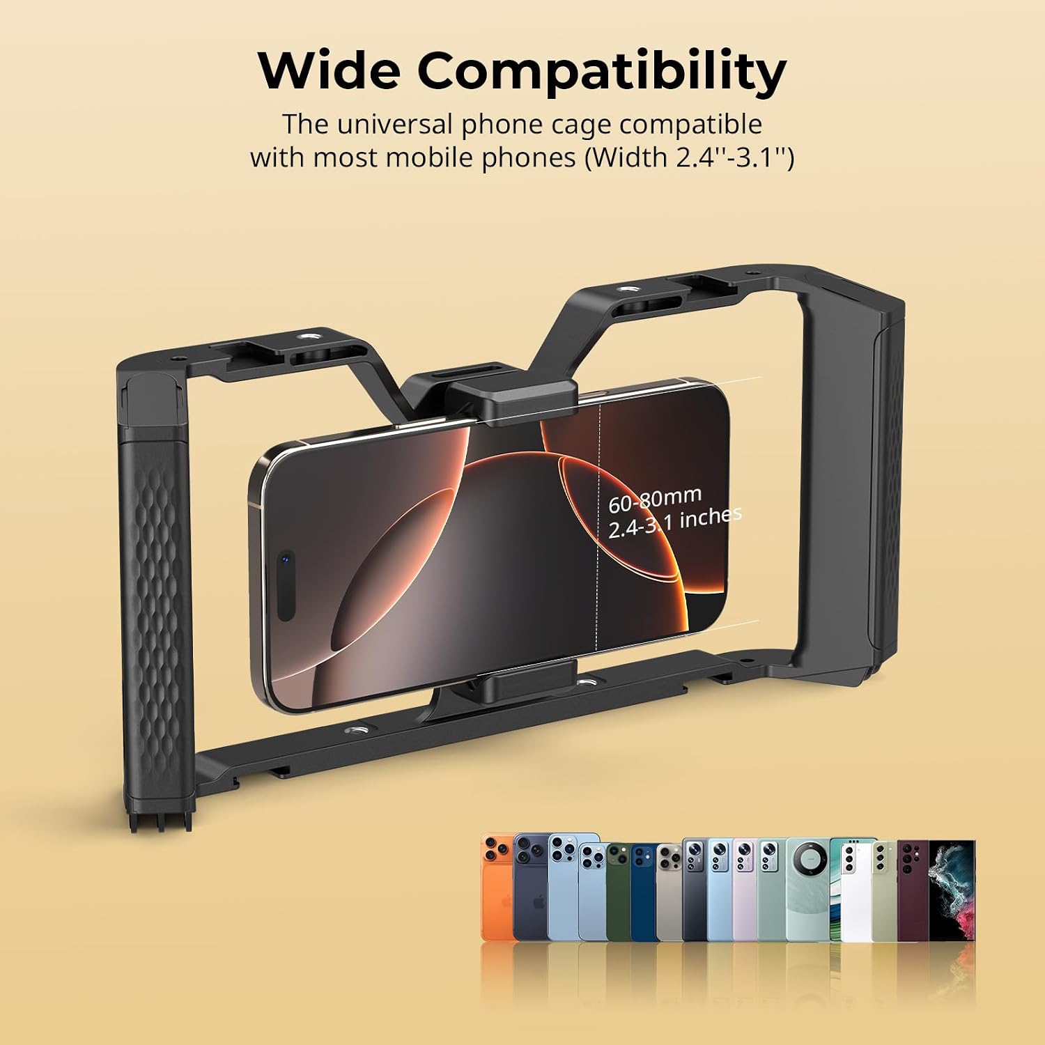 Thumbnail 3 de SmallRig IG-01 Cage universelle IntegraGrip pour téléphone, double poignée ultra-large et monture V (filetage 1/4”-20, prise QD)