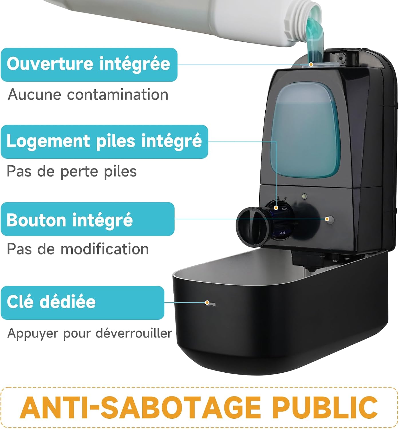 Detalle de AIKE Distributeur de savon automatique 1000 ml