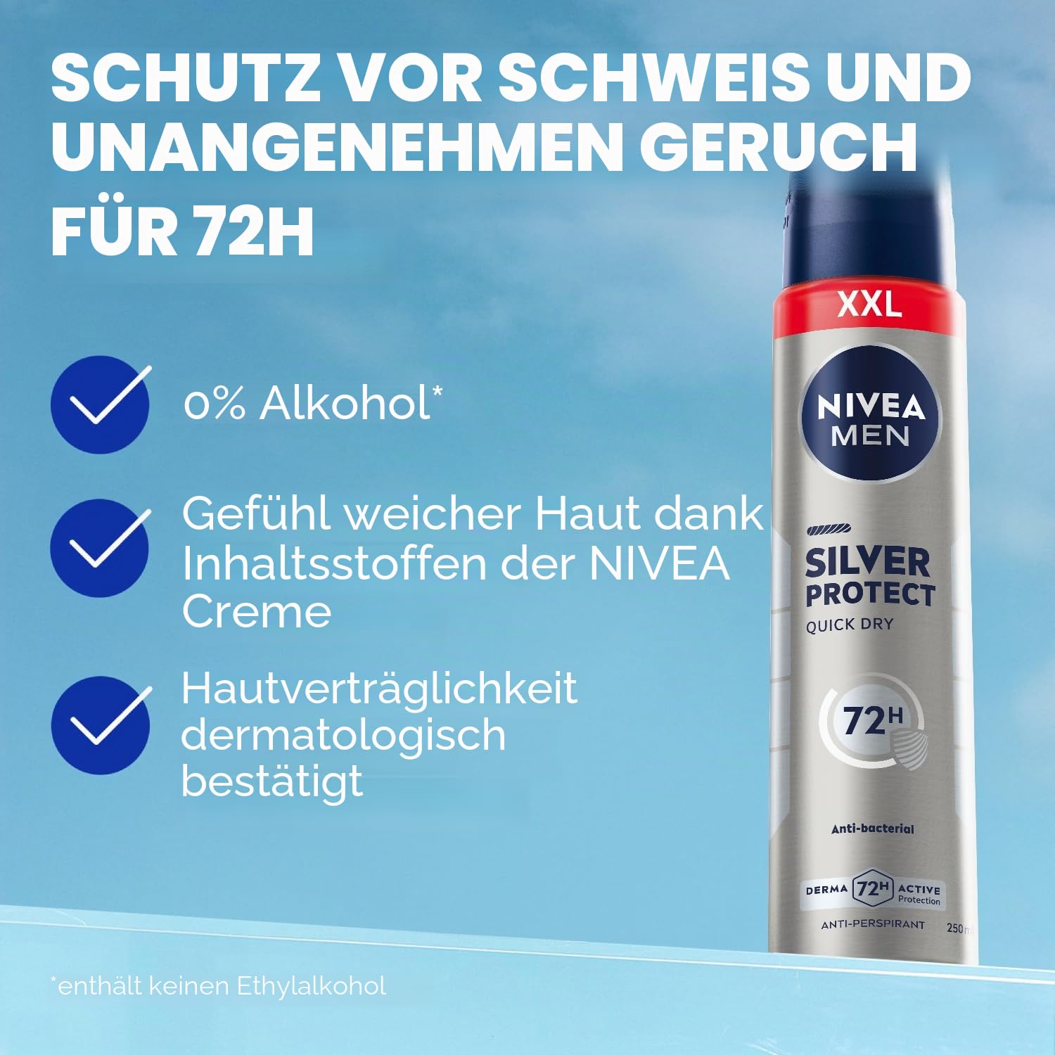 Thumbnail 1 de NIVEA Antiperspirant Silver Protect Spray 250 ml – Silberionen gegen Geruch, 48 Stunden Schutz, ohne Alkohol