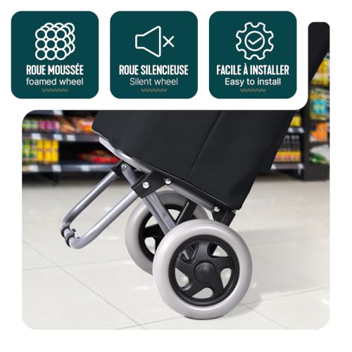 Thumbnail 5 de VOUNOT Chariot de Courses 2 Roues Pliable – 59L, 2 en 1, Sac Oxford avec Poche Zippée