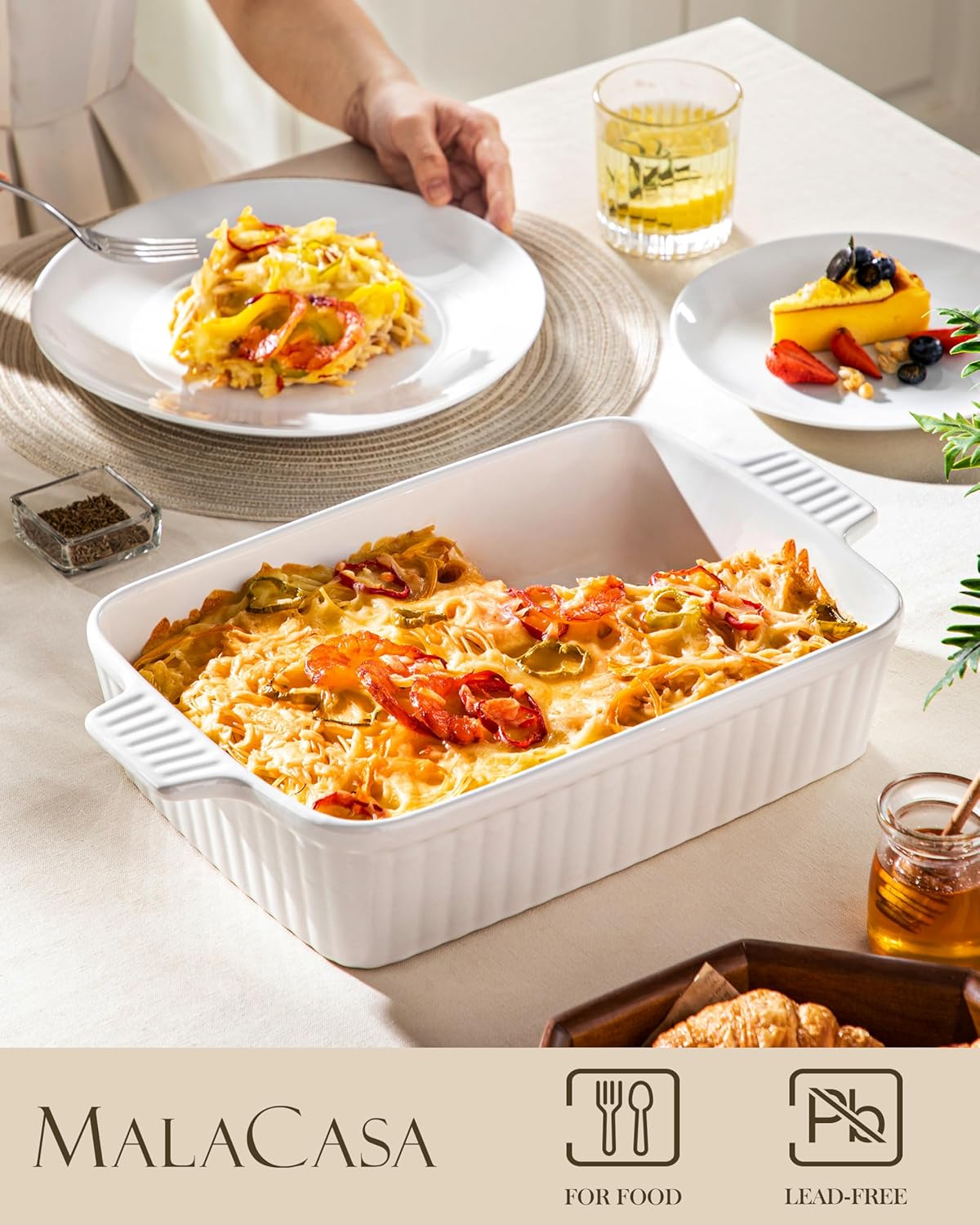 Detalle de MALACASA BAKE-BAKE 9x13 Ceramic Baking Dish 4.4 QT 🍽