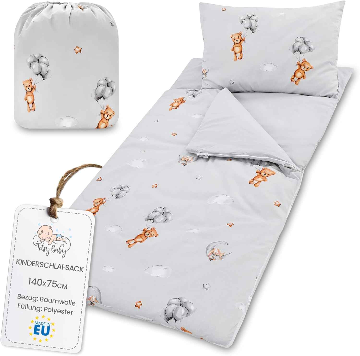 Thumbnail 6 de Totsy Baby Kinderschlafsack mit Kissen und Reißverschluss (3–7 Jahre) – 75 x 140 cm, Salbeifarbe