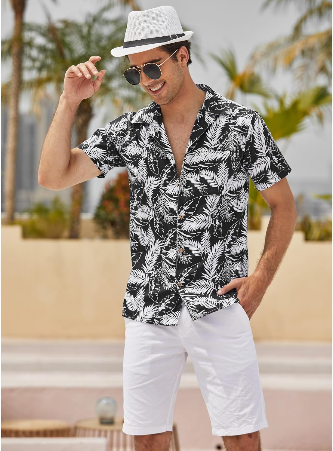 Thumbnail 3 de COOFANDY Leinenhemd Herren – Sommerliches Kurzarmhemd aus leichtem Stoff, einfarbig
