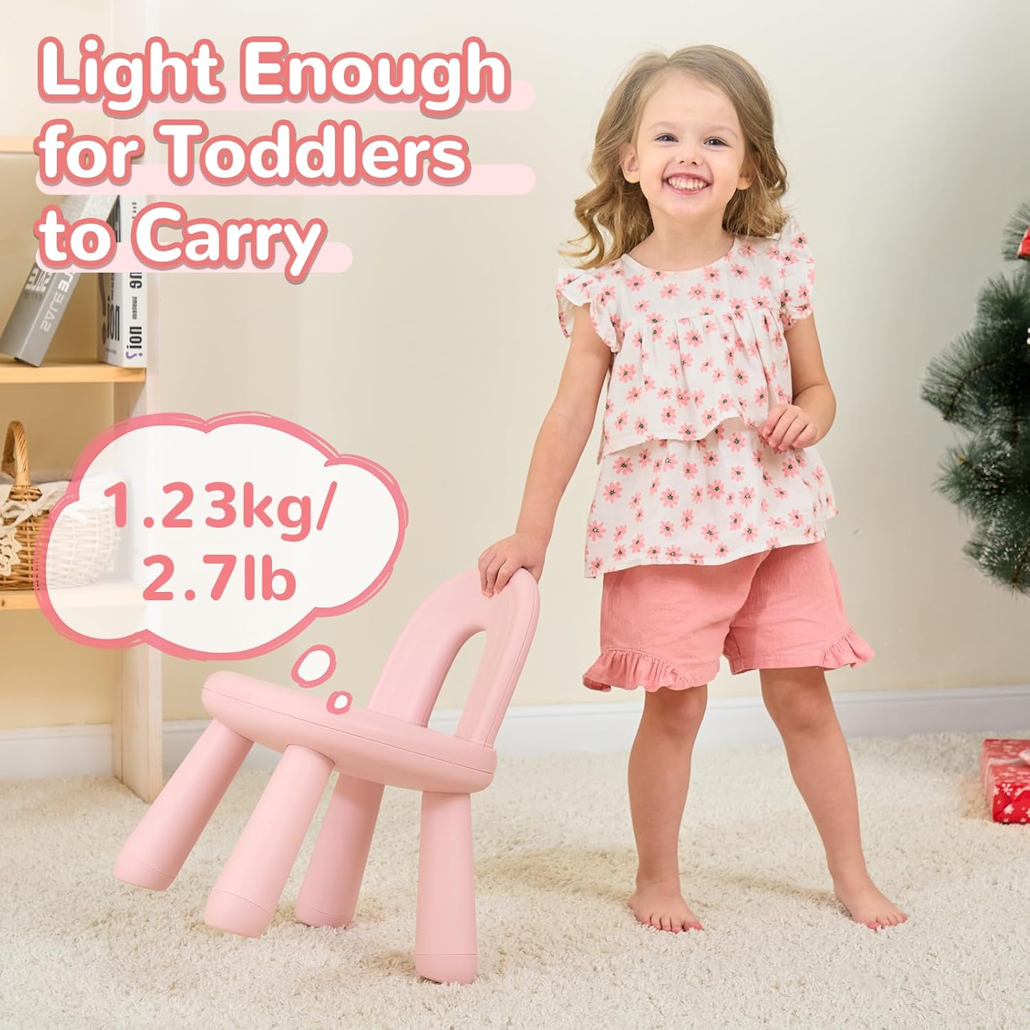 Thumbnail 6 de KidBloom Plastic Toddler Chair (1–3 years) with Ergonomic Rainbow Backrest, Pink