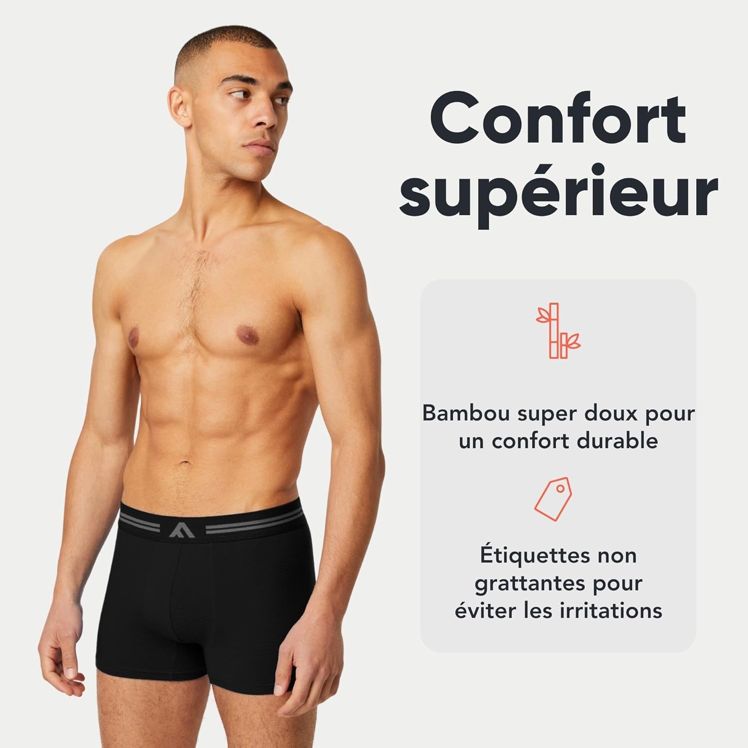 Detalle de FM London Lot de 5 Boxers très Doux en Bambou – sans étiquette, coupe élastique pour homme