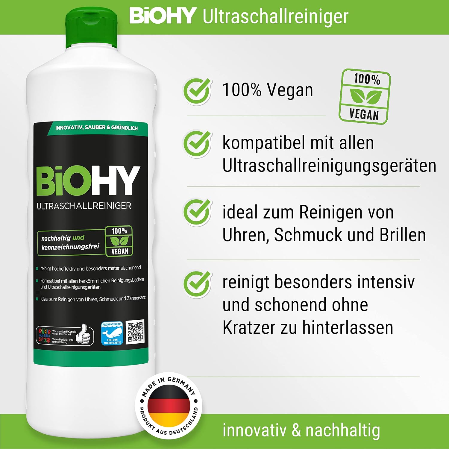 Detalle de BiOHY zestaw środków czyszczących z dozownikiem, 8 × 1 l, bez mikroplastiku