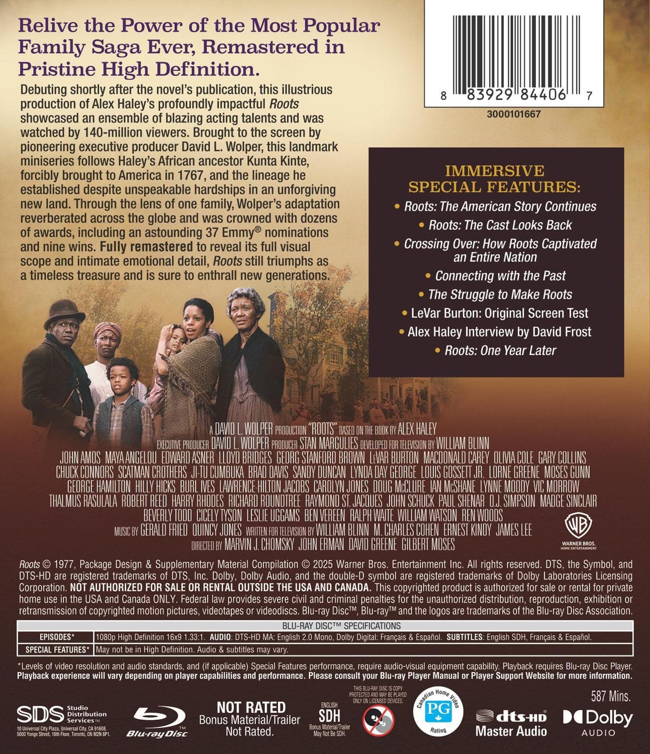 Detalle de Roots: The Complete Series Blu-ray, 3-Disc Drama Collection