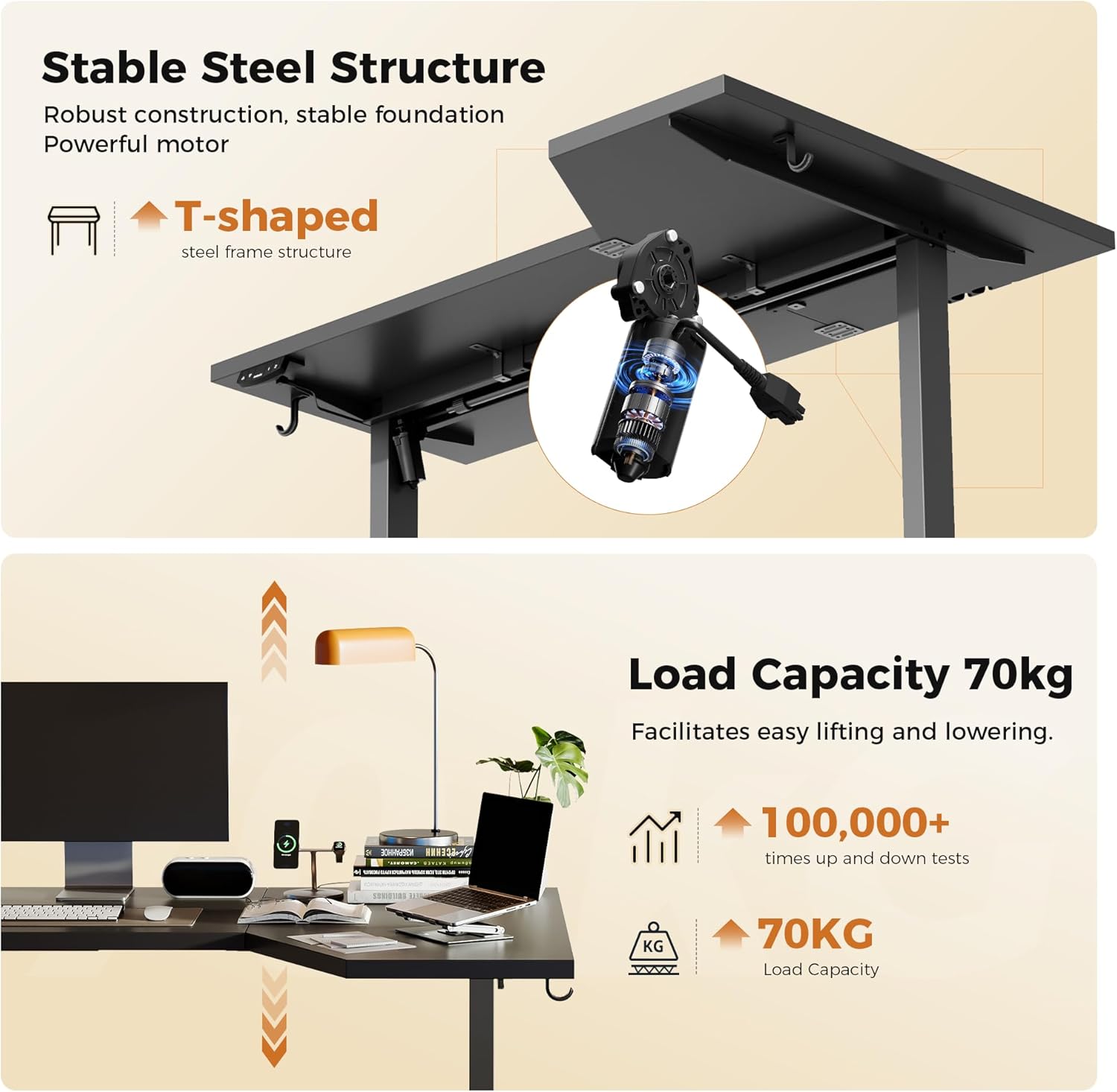 Detalle de Agilestic L-Shaped Electric Standing Desk, 160cm – Height Adjustable Sit-Stand Corner Desk for Home Office