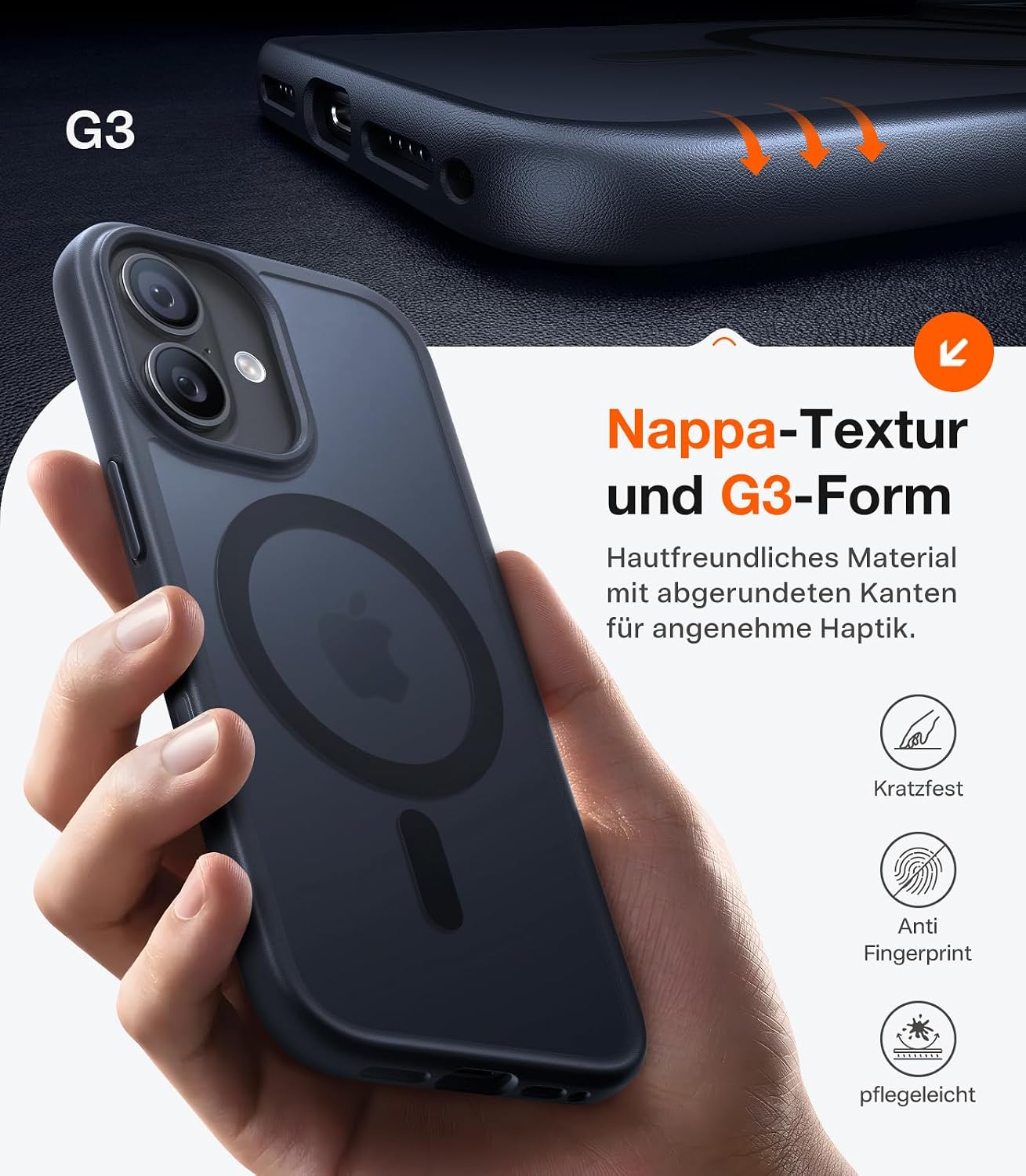 Detalle de TORRAS Guardian-Mag Hülle für iPhone 17 mit MagSafe-Schutz (matt schwarz)