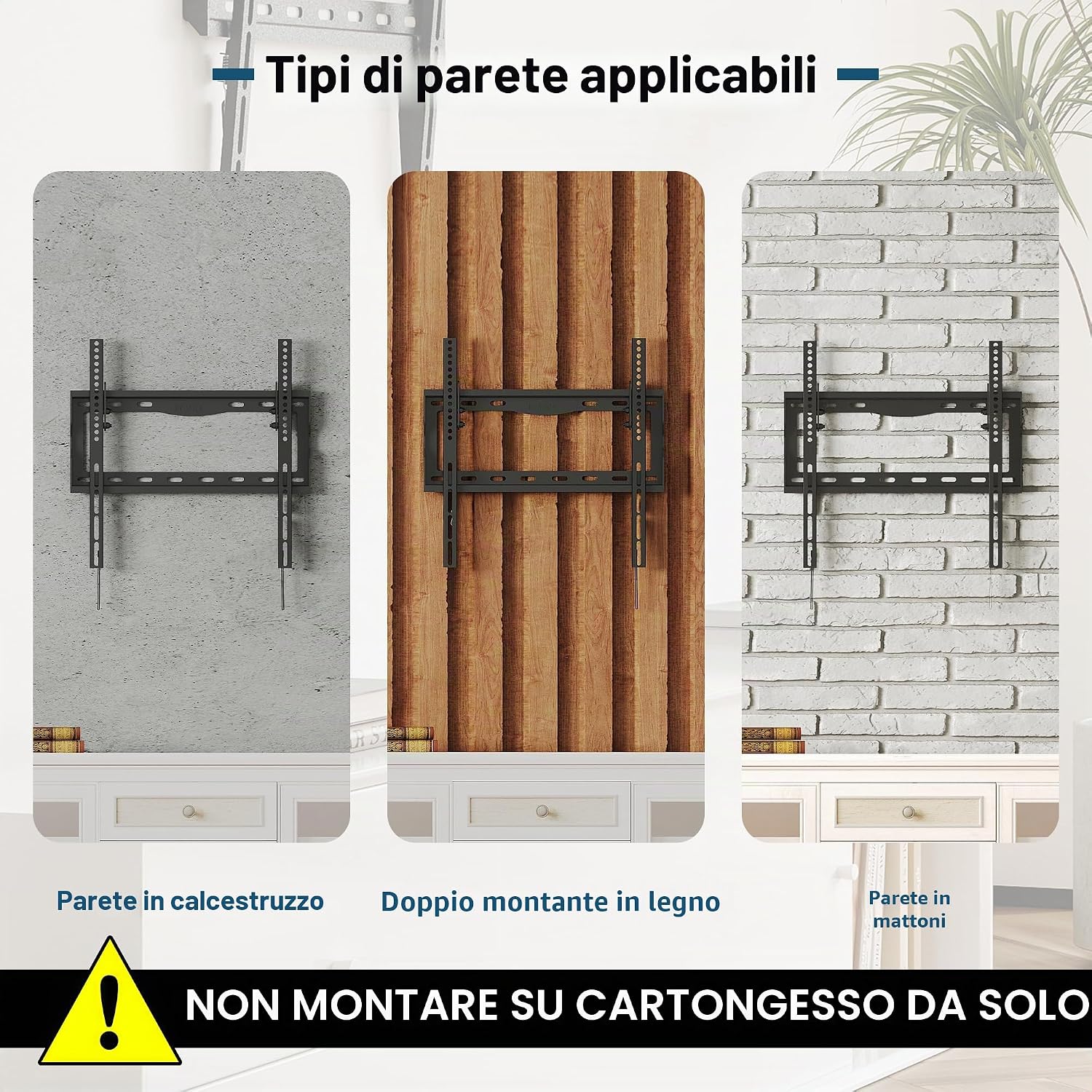 Thumbnail 5 de BONTEC Supporto TV da parete inclinabile 26–65" 55 kg