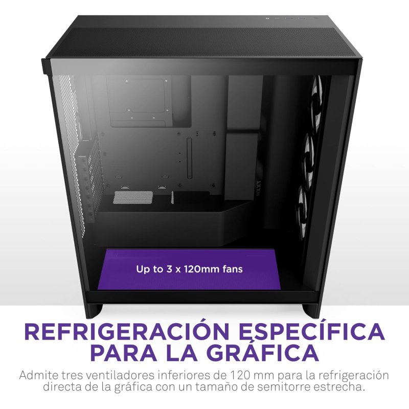 Thumbnail 3 de NZXT H7 Flow RGB 2024 (Cristal Templado, USB 3.2) torre media negra