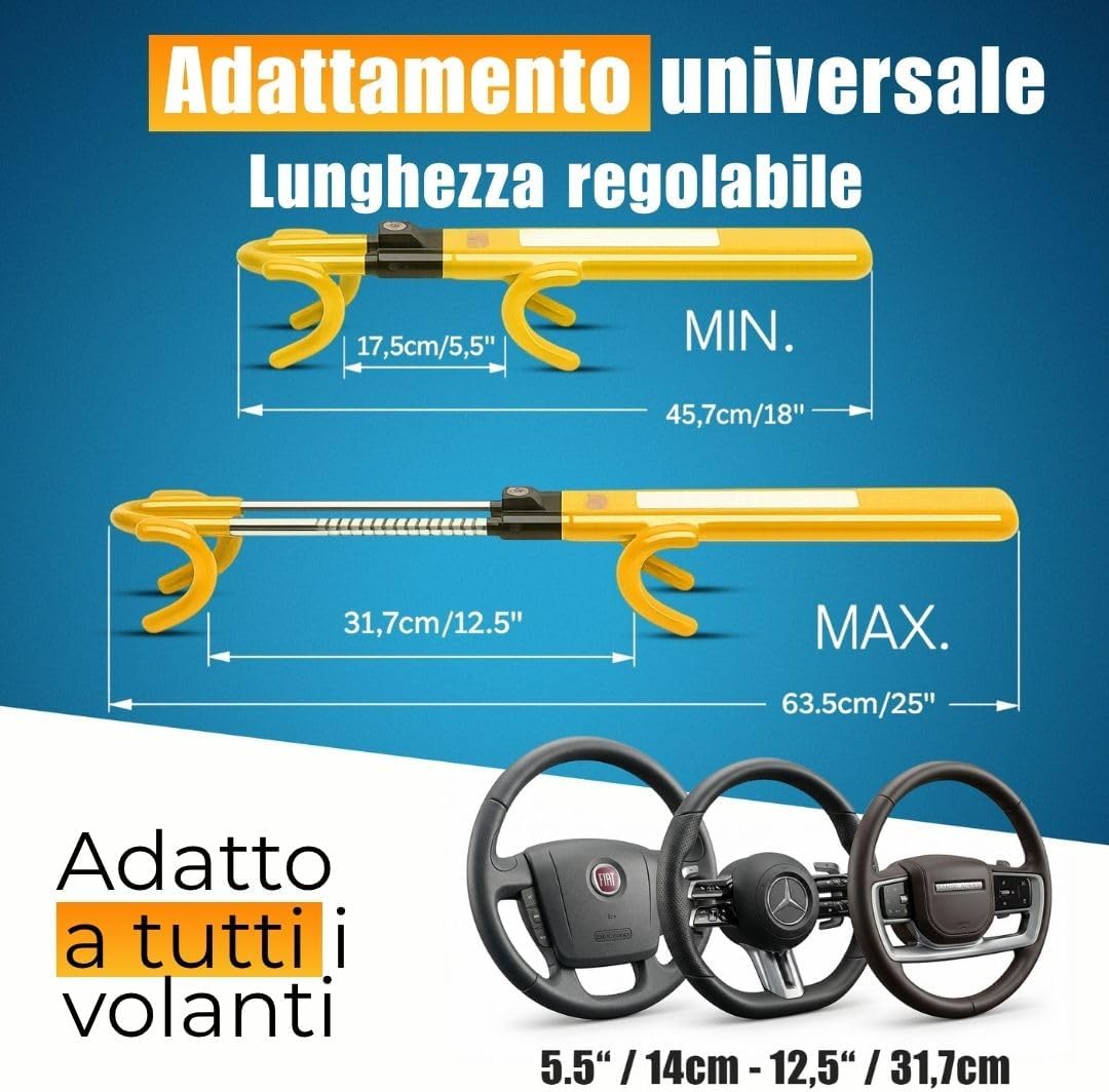 Thumbnail 5 de ATG Bloccasterzo Auto – Antifurto meccanico in acciaio temperato con riflettore integrato