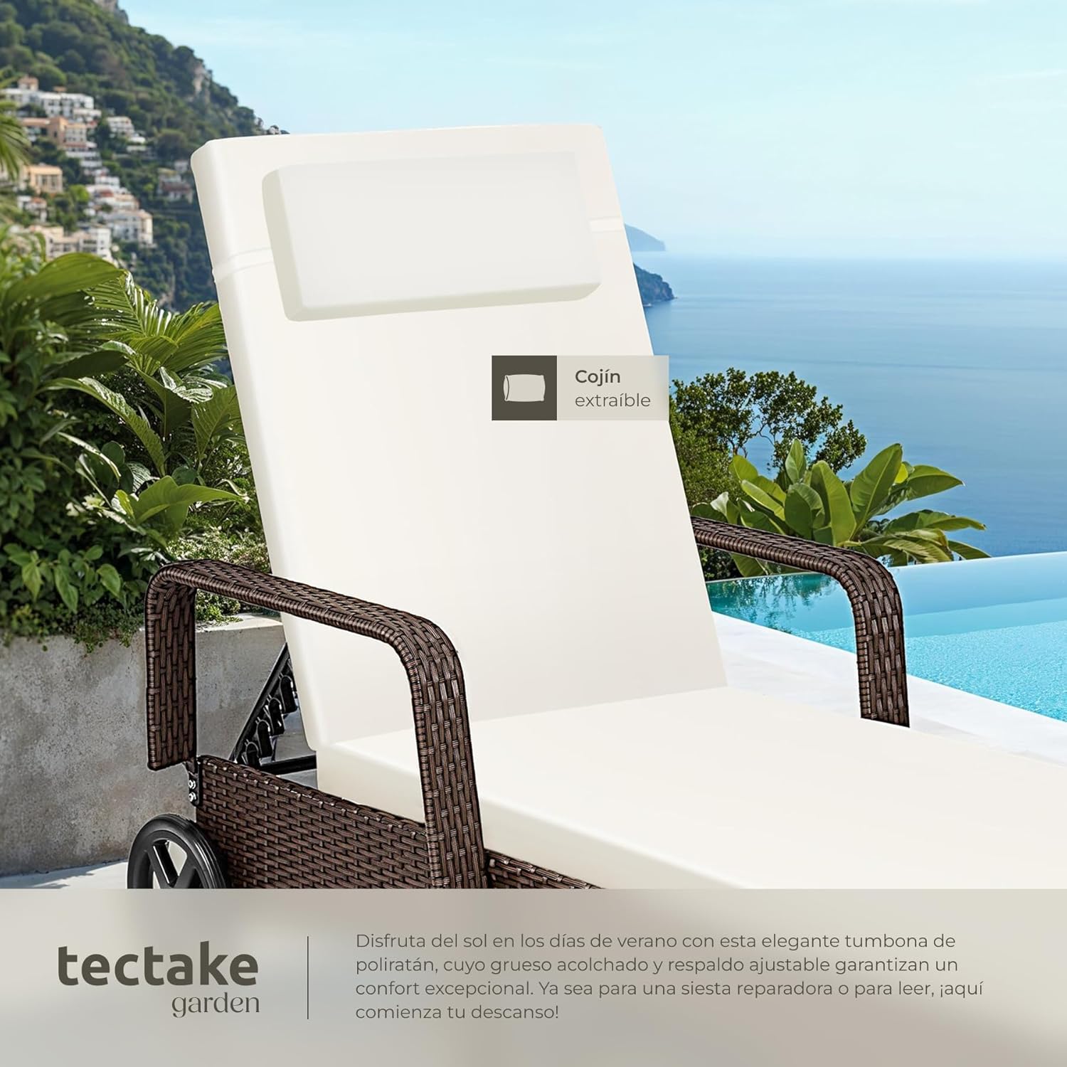 Thumbnail 5 de tectake Tumbona Chaise Longue 6 posiciones