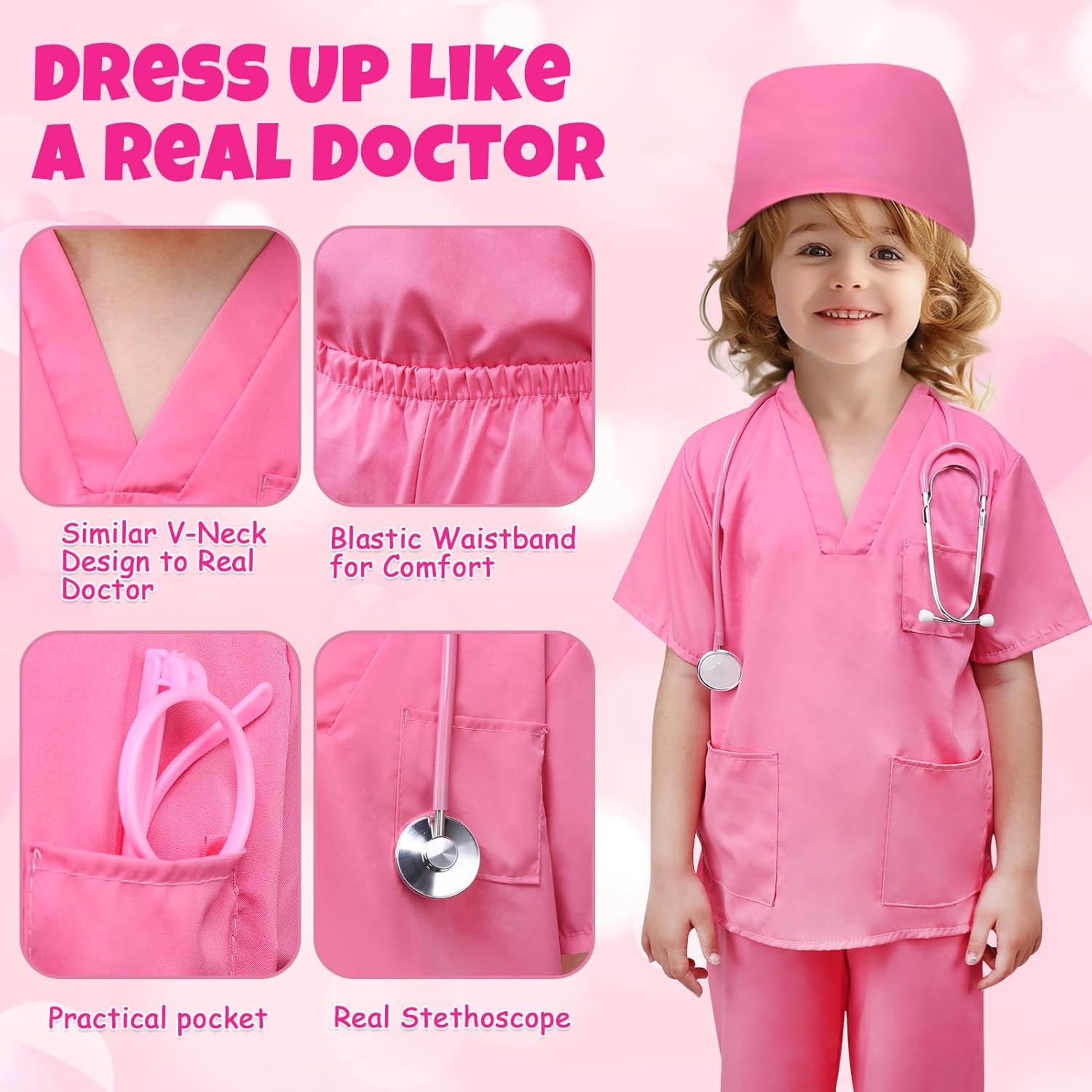 Detalle de LEADSTAR Kids Doctor Costume and Nurse Dress-Up Set for Toddlers and Children