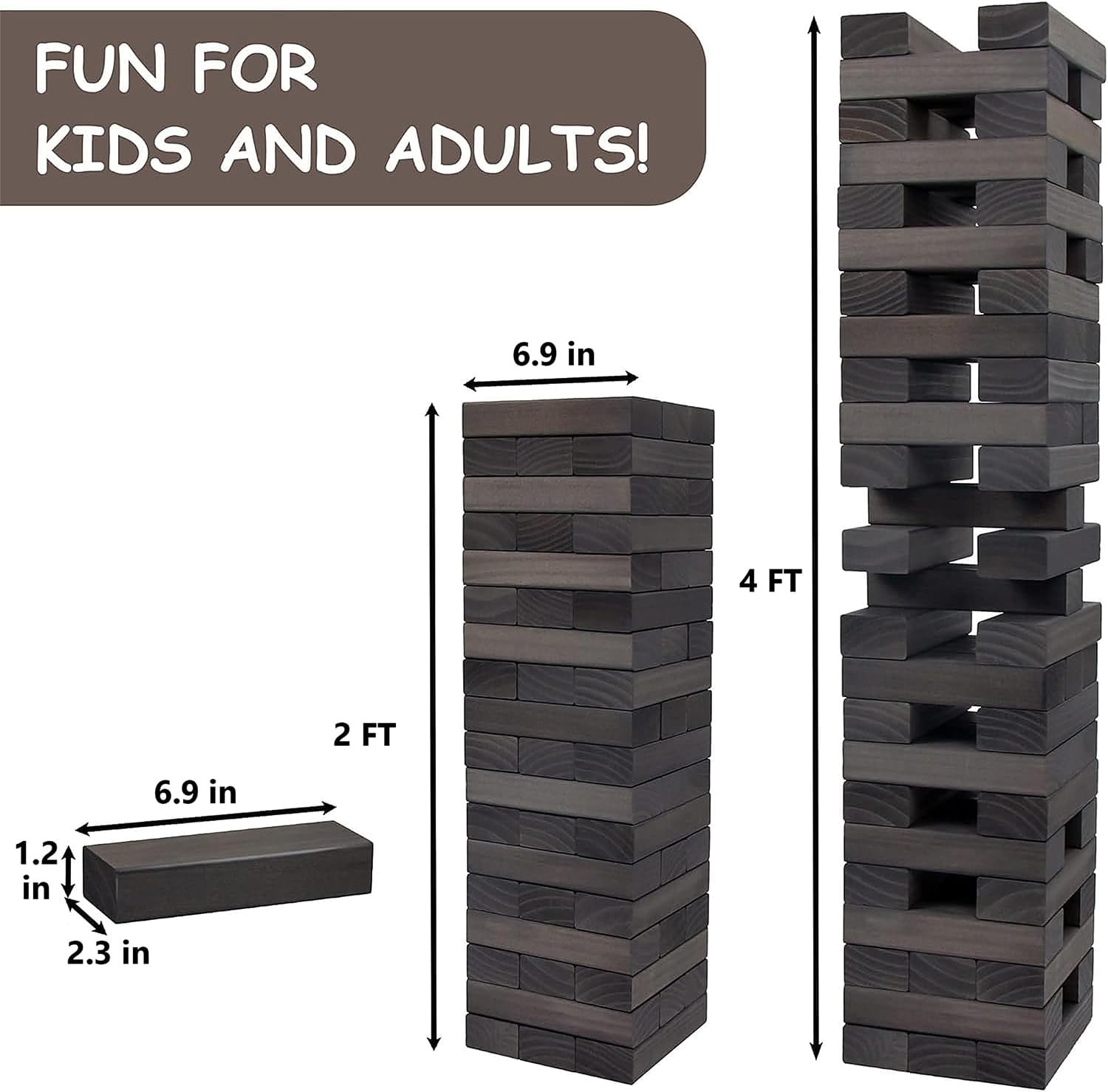 Thumbnail 1 de Juegoal 54 Piece Giant Tumble Tower Grey