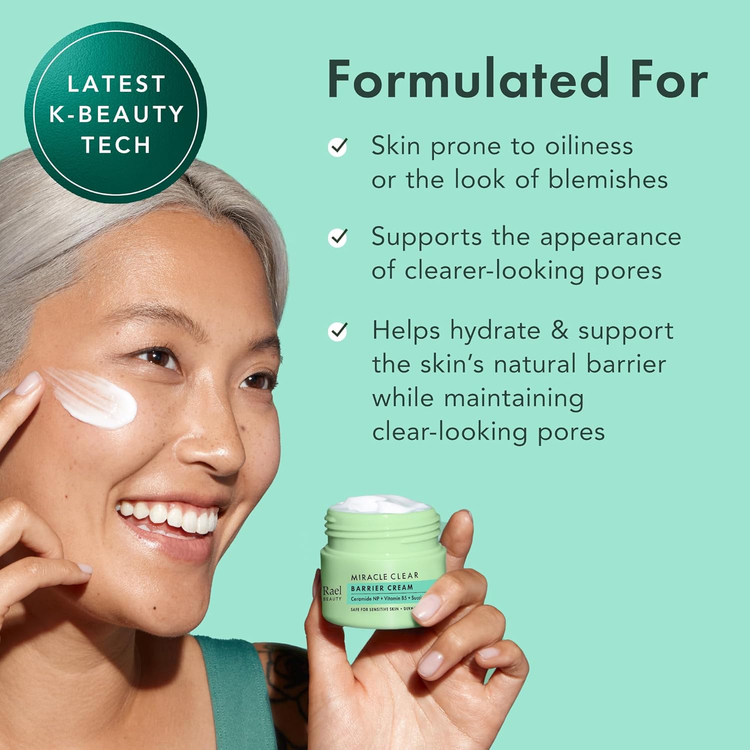 Thumbnail 2 de Rael Face Moisturizer, Miracle Clear Barrier Cream – Lightweight Hydration with Ceramide NP, Succinic Acid & Vitamin B5