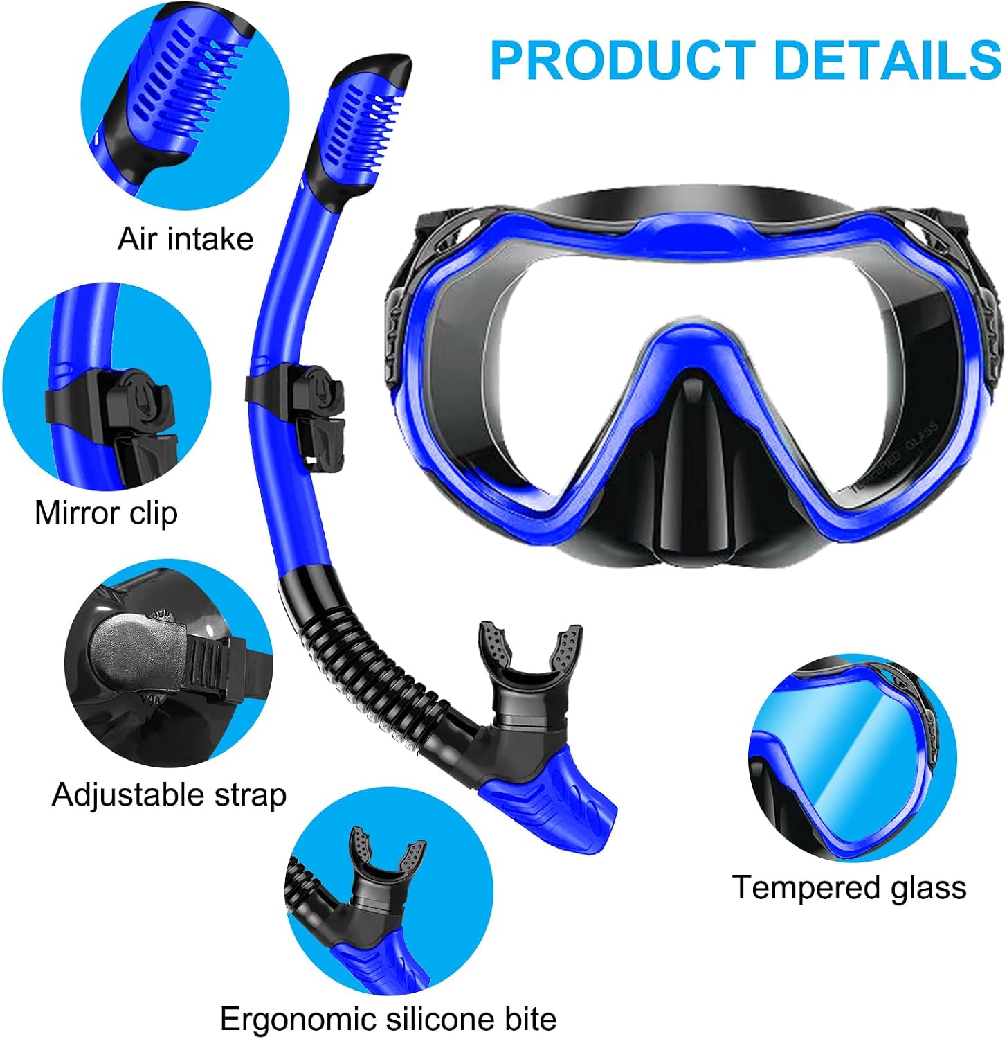 Detalle 2 de Mengine Schnorchelset Erwachsene – Dry Schnorcheln Set mit Anti-Fog Brille & Trockenatmungs-Schlauch
