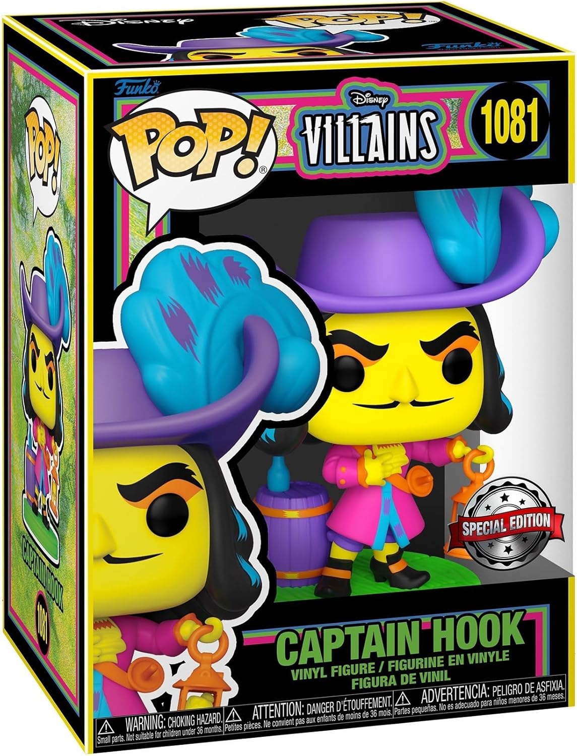 Detalle de Funko POP! Disney: Villains Hook (Blacklight) – A 3.75-inch Collectible for Disney Fans